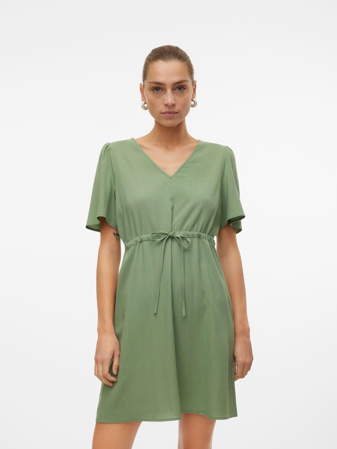 Vero Moda Minikleid »VMMYMILO 2/4 SHORT DRESS WVN GA«, mit Leinen Vero Moda Minikleid »VMMYMILO 2/4 SHORT DRESS WVN GA«, mit Leinen von Vero Moda