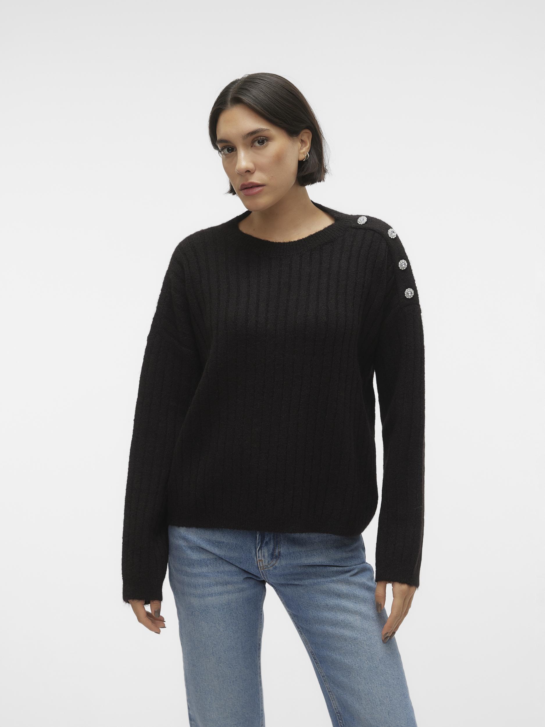 Vero Moda Rundhalspullover »VMELYA LS O-NECK BUTTON PULLOVER GA BOO« von Vero Moda