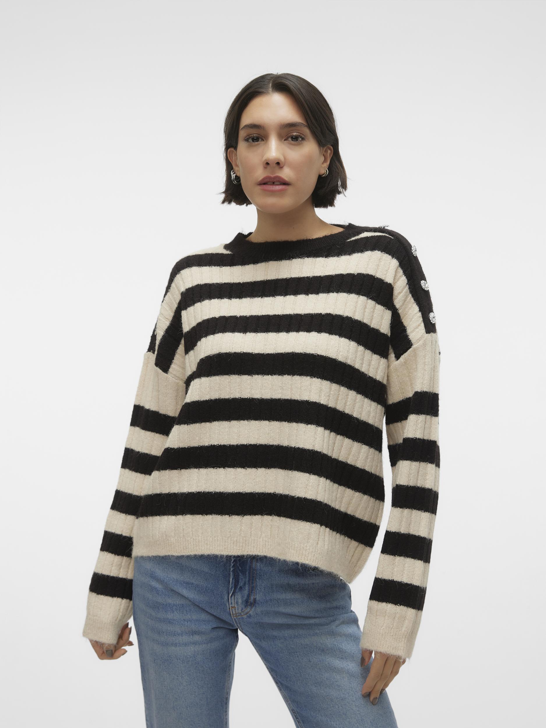 Vero Moda Rundhalspullover »VMELYA LS O-NECK BUTTON PULLOVER GA BOO« von Vero Moda