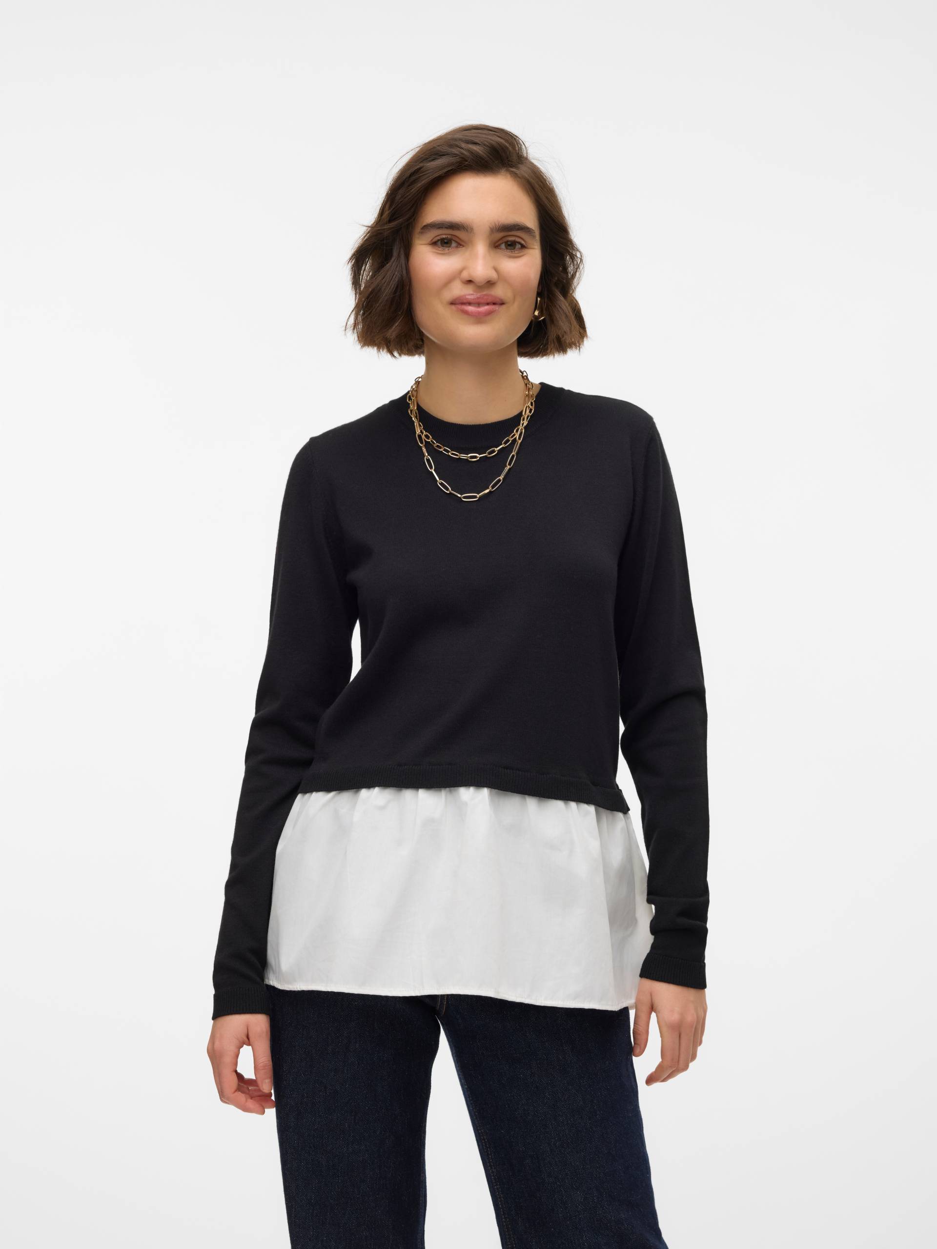 Vero Moda Rundhalspullover »VMJOSE LS O-NECK WVN MIX PULLOVER GA BOO« von Vero Moda