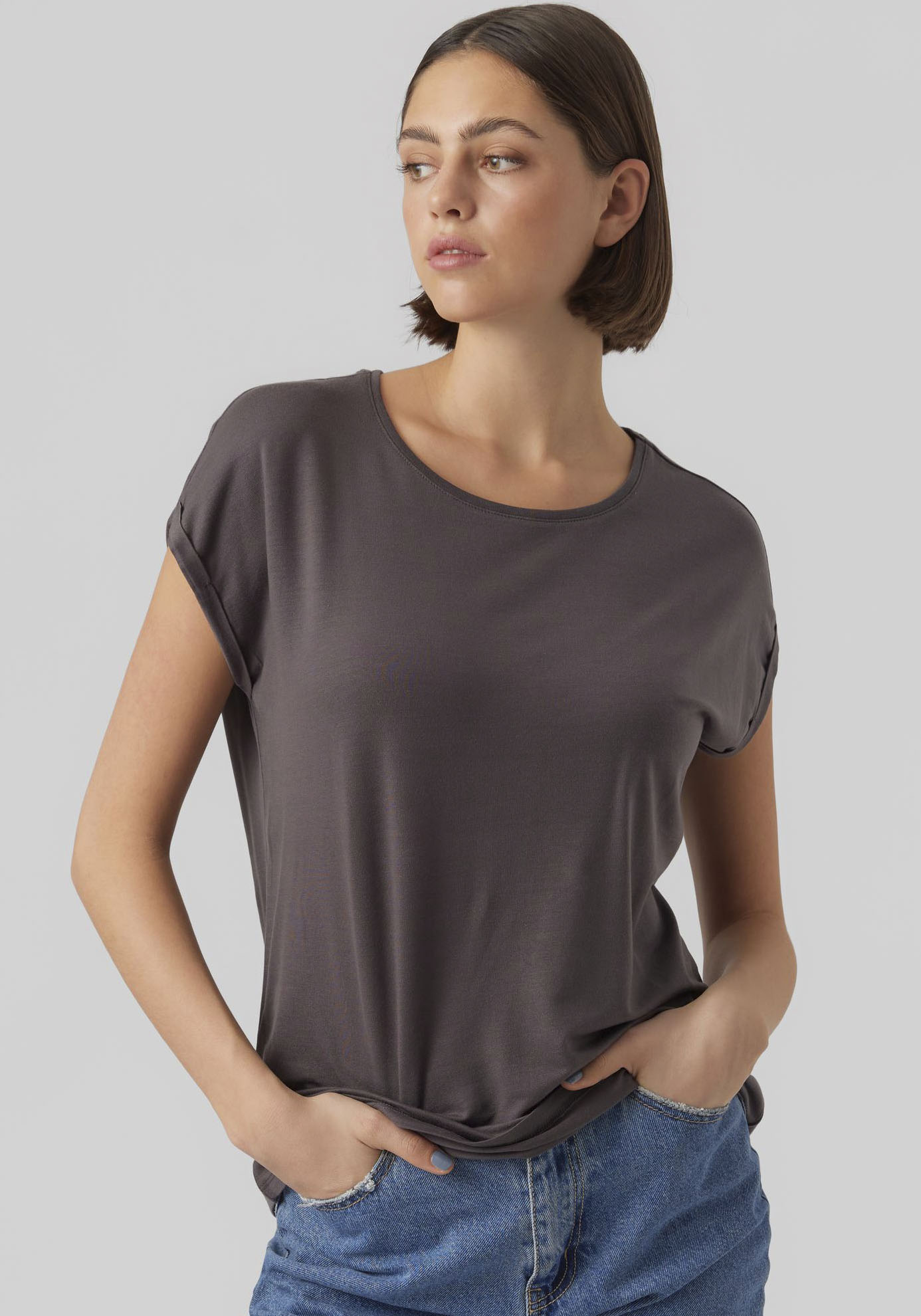 Vero Moda Rundhalsshirt »VMAVA PLAIN SS TOP GAJRS NOOS« von Vero Moda