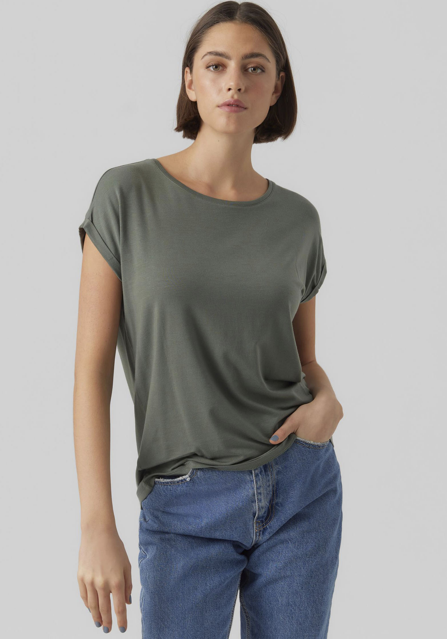 Vero Moda Rundhalsshirt »VMAVA PLAIN SS TOP GAJRS NOOS« von Vero Moda