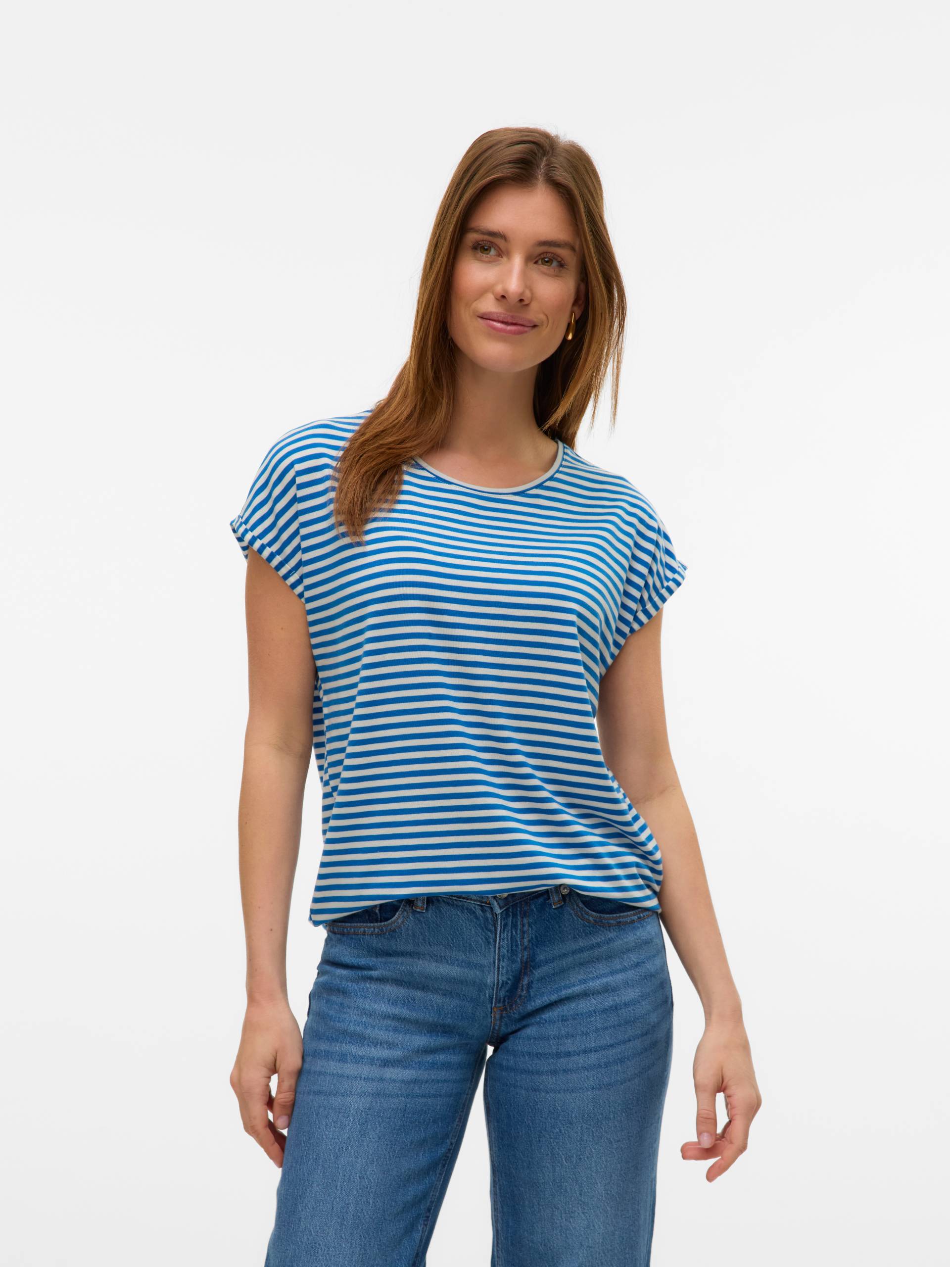 Vero Moda Rundhalsshirt »VMAVA PLAIN SS TOP STRIPE GA JRS NOOS« von Vero Moda