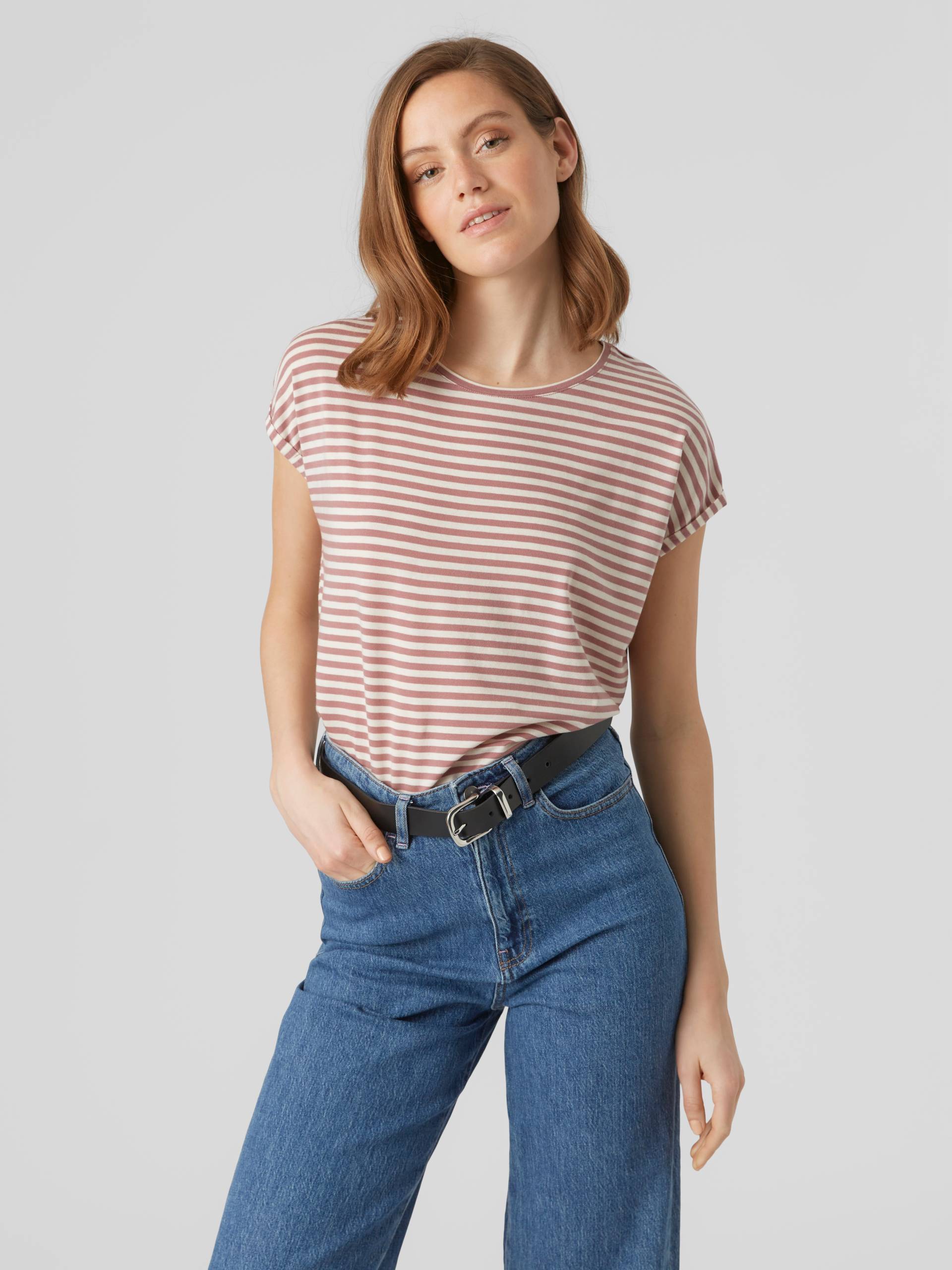 Vero Moda Rundhalsshirt »VMAVA PLAIN SS TOP STRIPE GA JRS NOOS« von Vero Moda