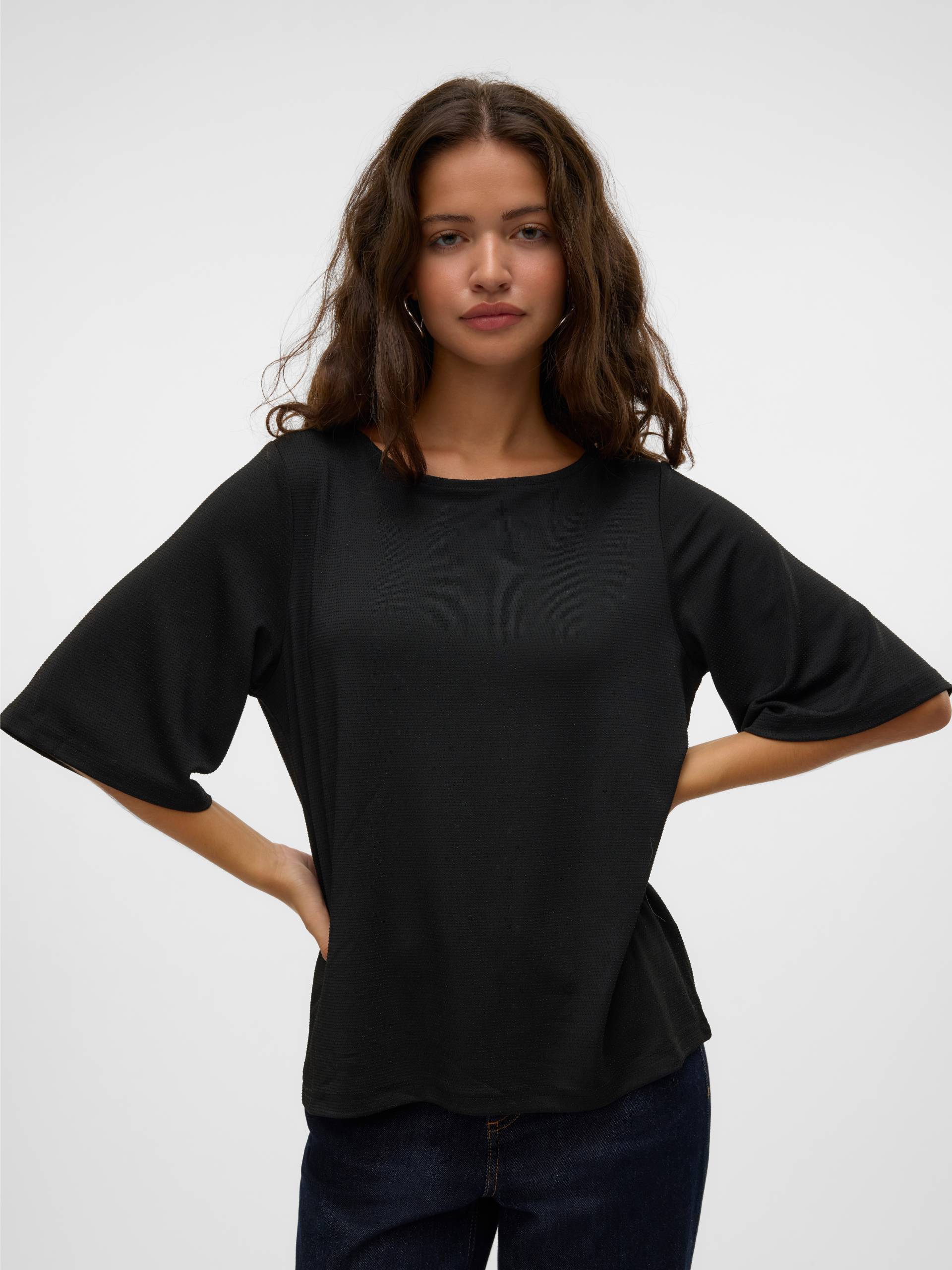 Vero Moda Rundhalsshirt »VMKANVA 2/4 GLITTER TOP JRS«, mit Glitzereffekt von Vero Moda