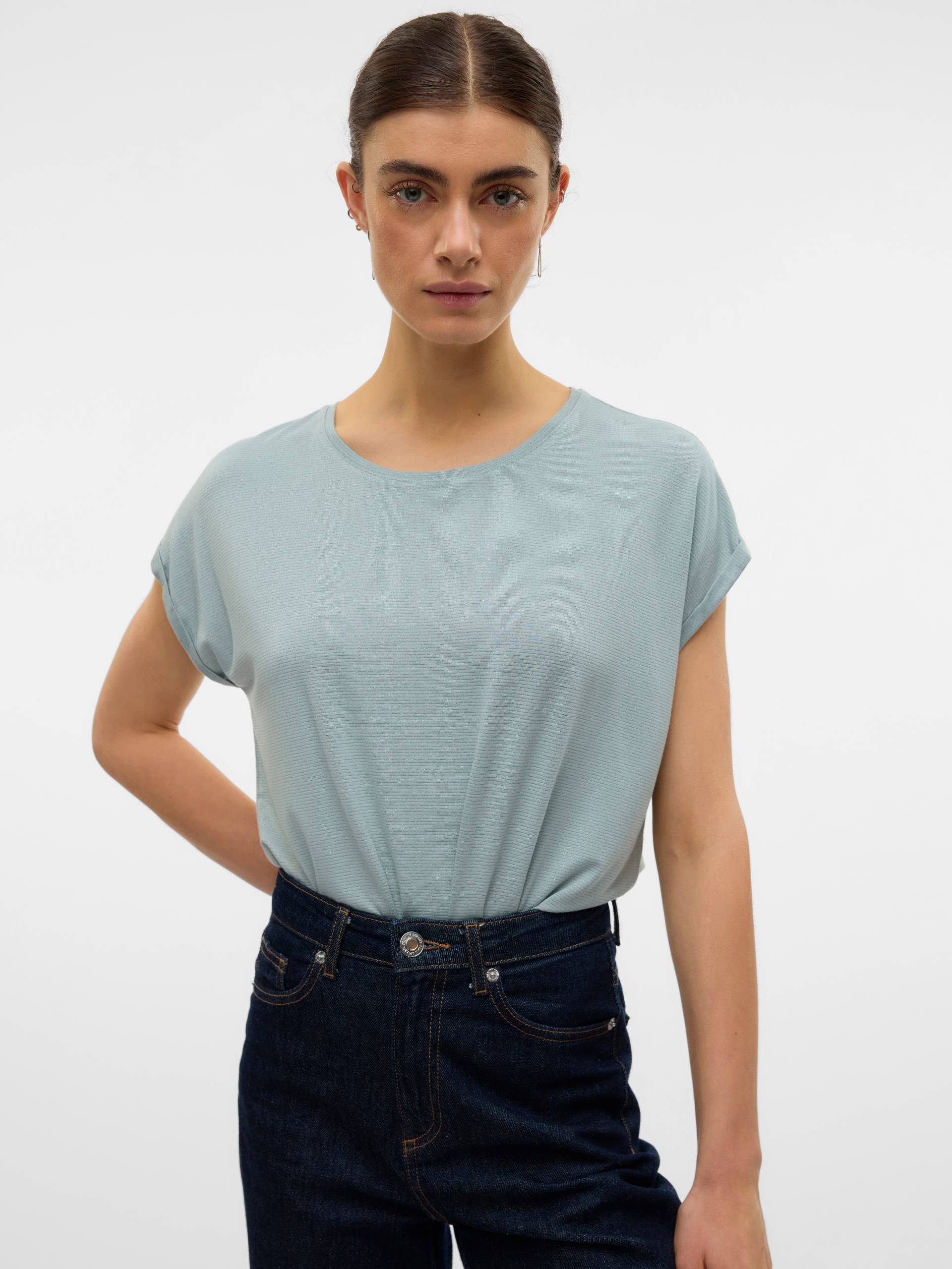 Vero Moda Rundhalsshirt »VMLAVA PLAIN SS TOP LUREX STRIPE« Vero Moda Rundhalsshirt »VMLAVA PLAIN SS TOP LUREX STRIPE« von Vero Moda