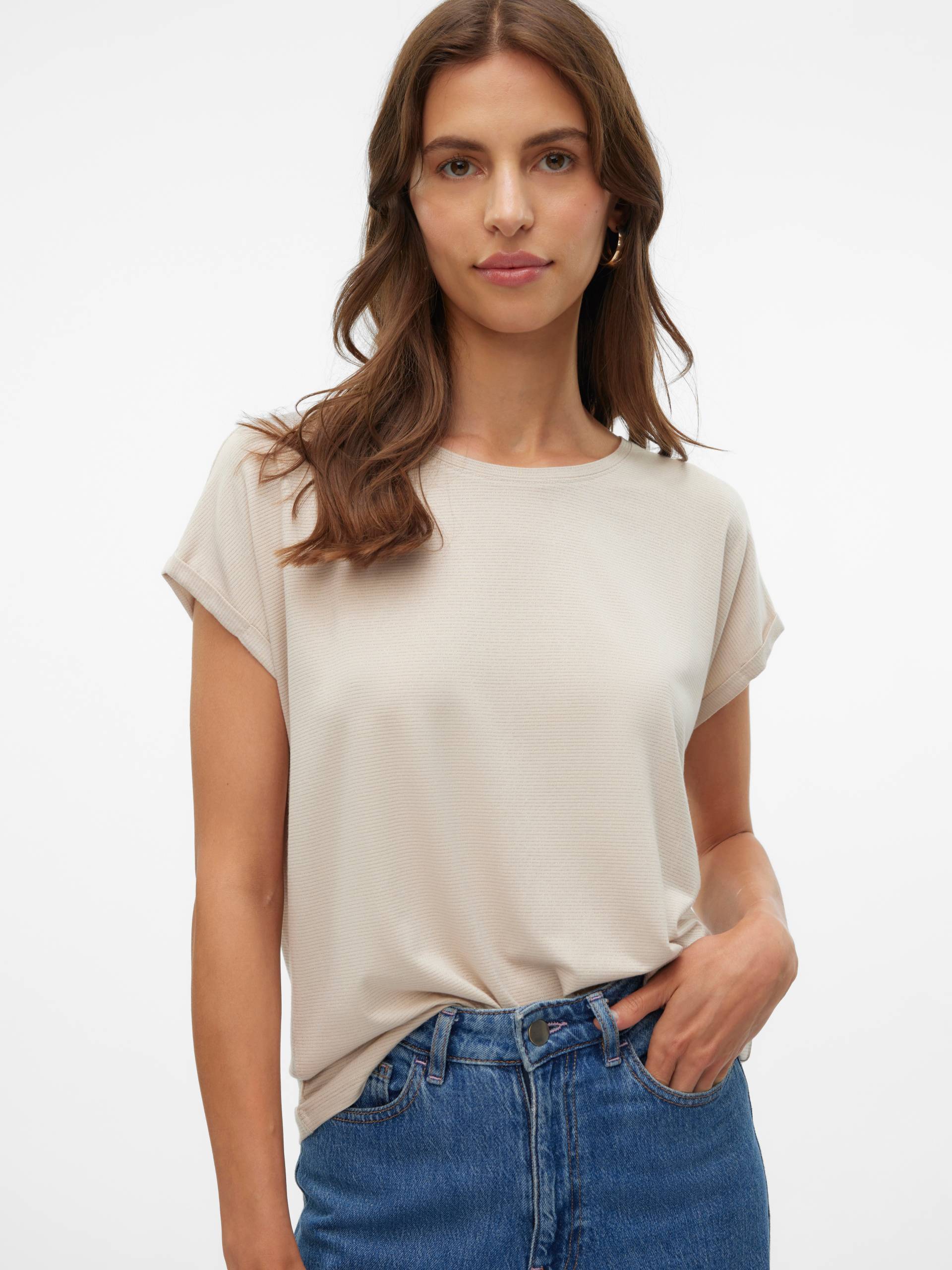 Vero Moda Rundhalsshirt »VMLAVA PLAIN SS TOP LUREX STRIPE« Vero Moda Rundhalsshirt »VMLAVA PLAIN SS TOP LUREX STRIPE« von Vero Moda