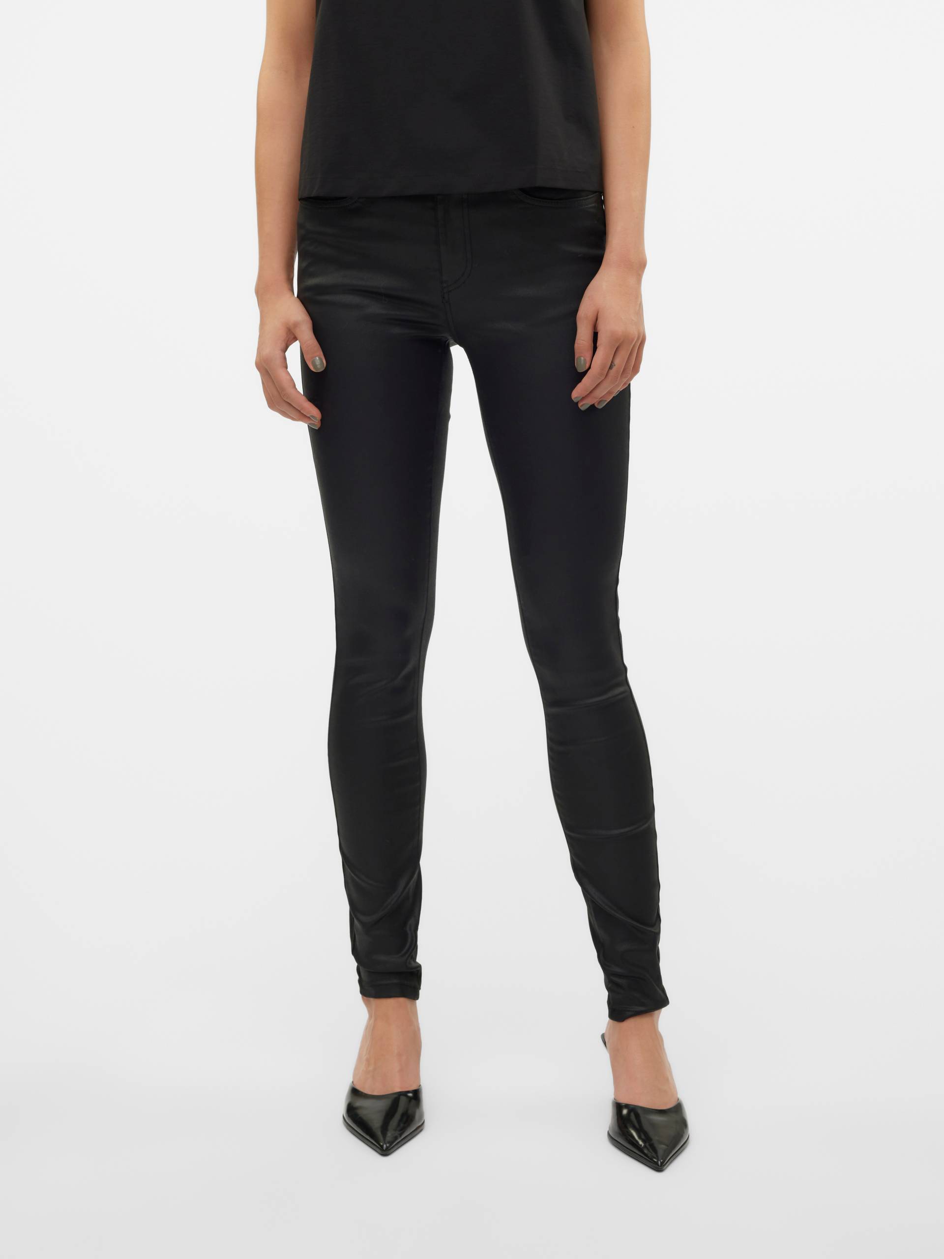 Vero Moda Skinny-fit-Jeans »VMFLASH MR SKINNY COATED PANTS NOOS«, mit beschichteter Lederimitat Optik von Vero Moda