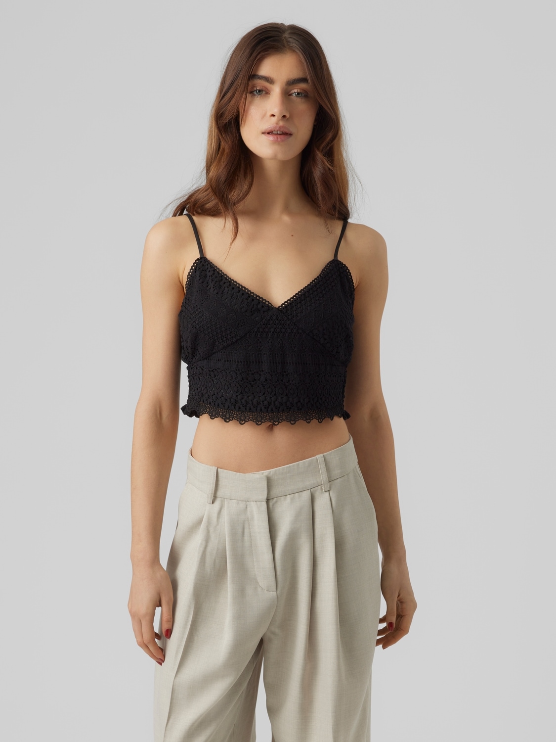 Vero Moda Spaghettitop »VMHONEY LACE V-NECK CROPPED TOP WVN« von Vero Moda