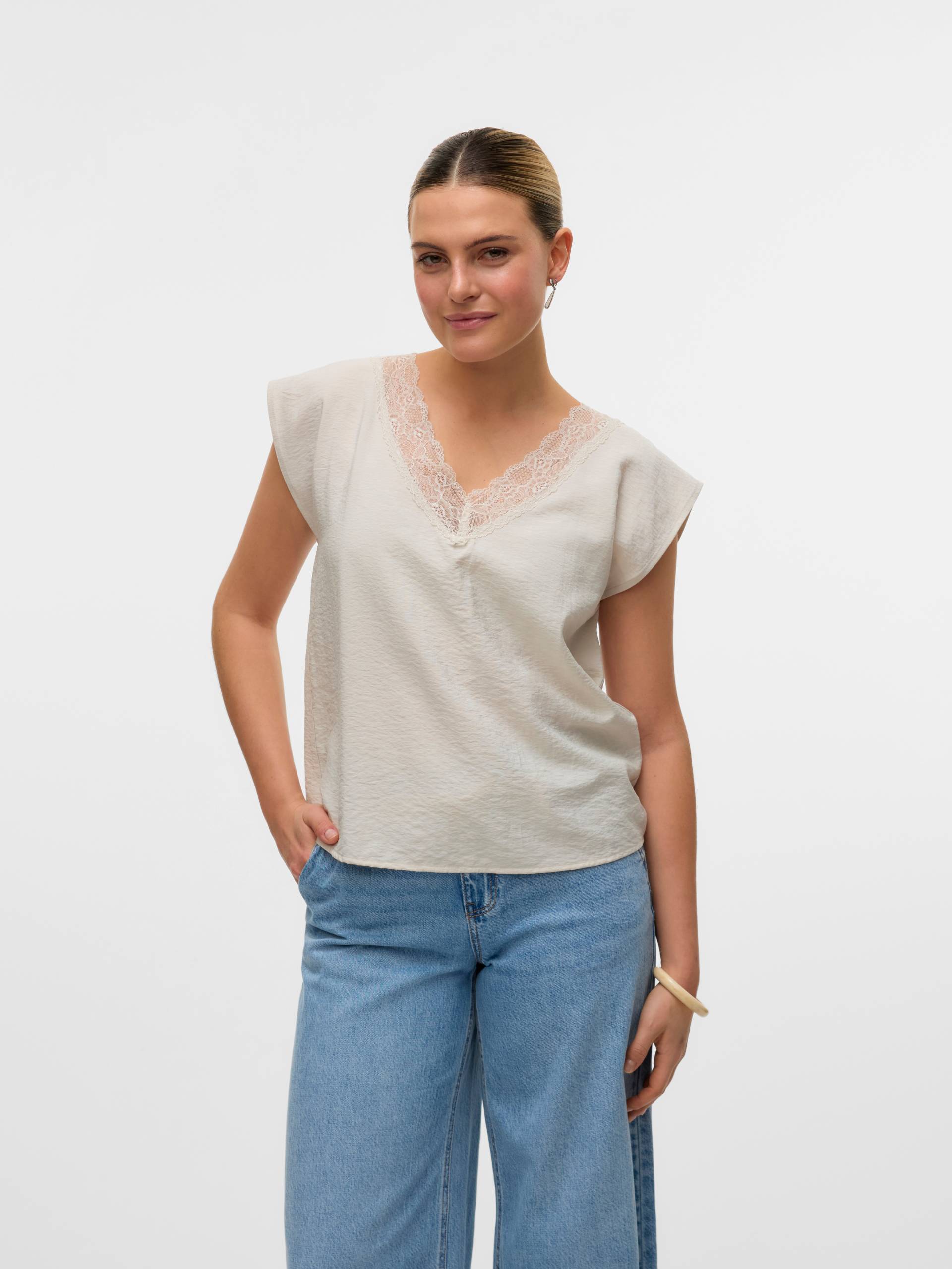 Vero Moda Spitzentop »VMSAFA SL V-NECK LACE TOP WVN GA NOOS« von Vero Moda