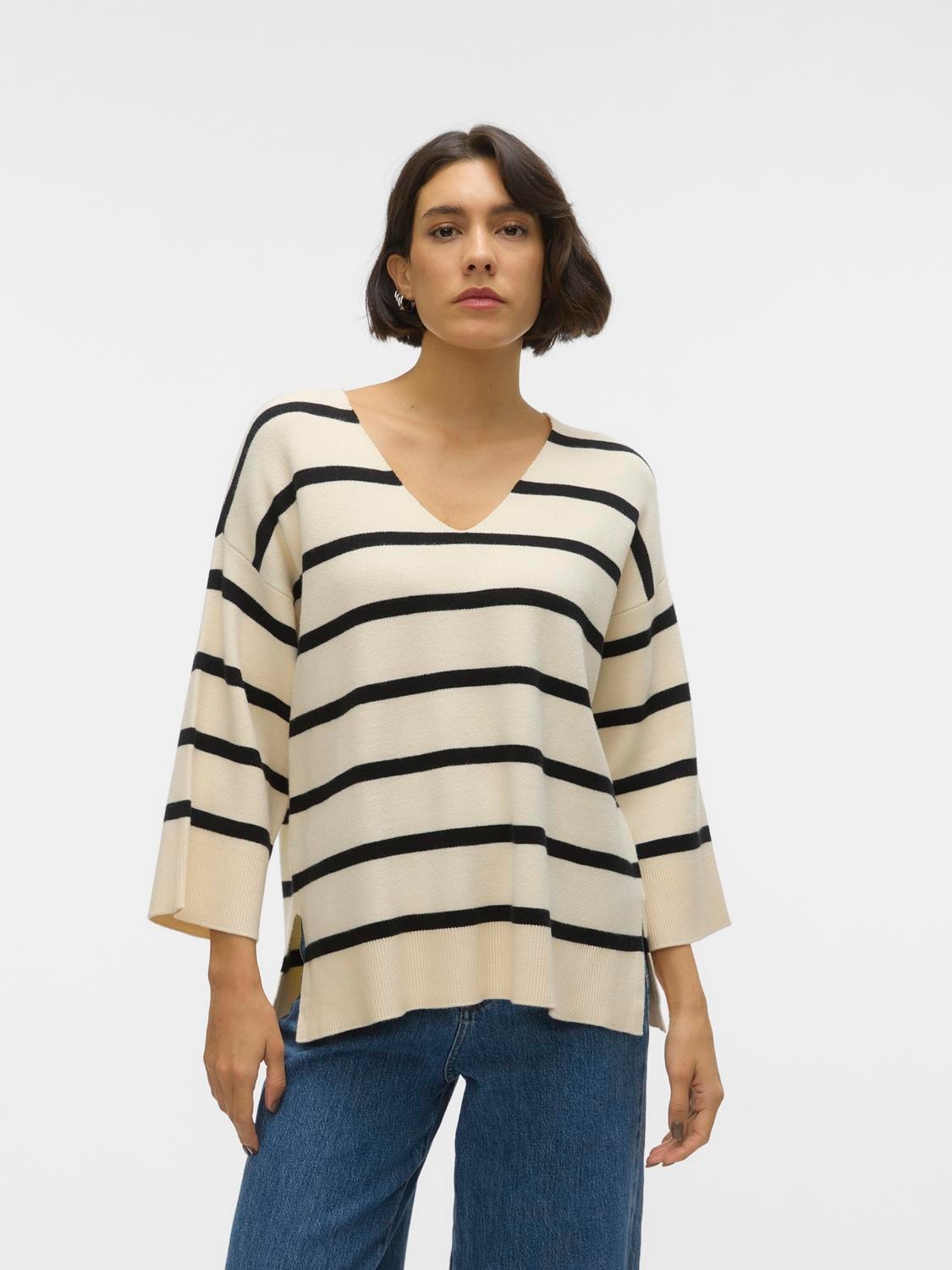 Vero Moda V-Ausschnitt-Pullover »VMSABA 3/4 V-NCK STRIPE PULLOVER GA NOOS« von Vero Moda