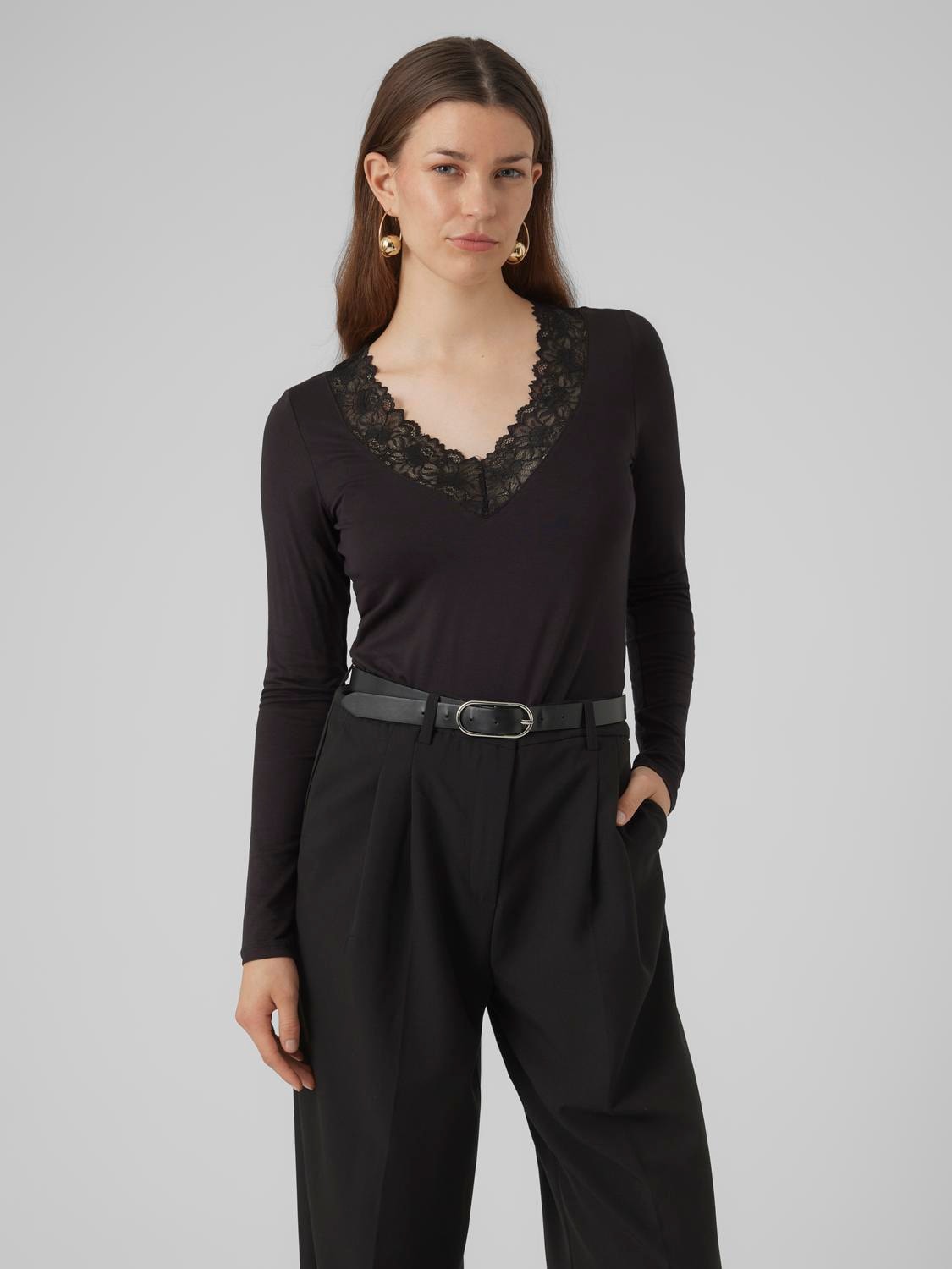 Vero Moda V-Shirt »VMROSA LS V-NECK LACE TOP GA JRS NOOS« von Vero Moda