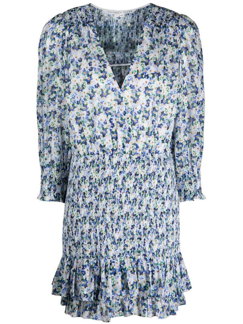 Veronica Beard Darrah smocked floral-print mini dress - Blue von Veronica Beard