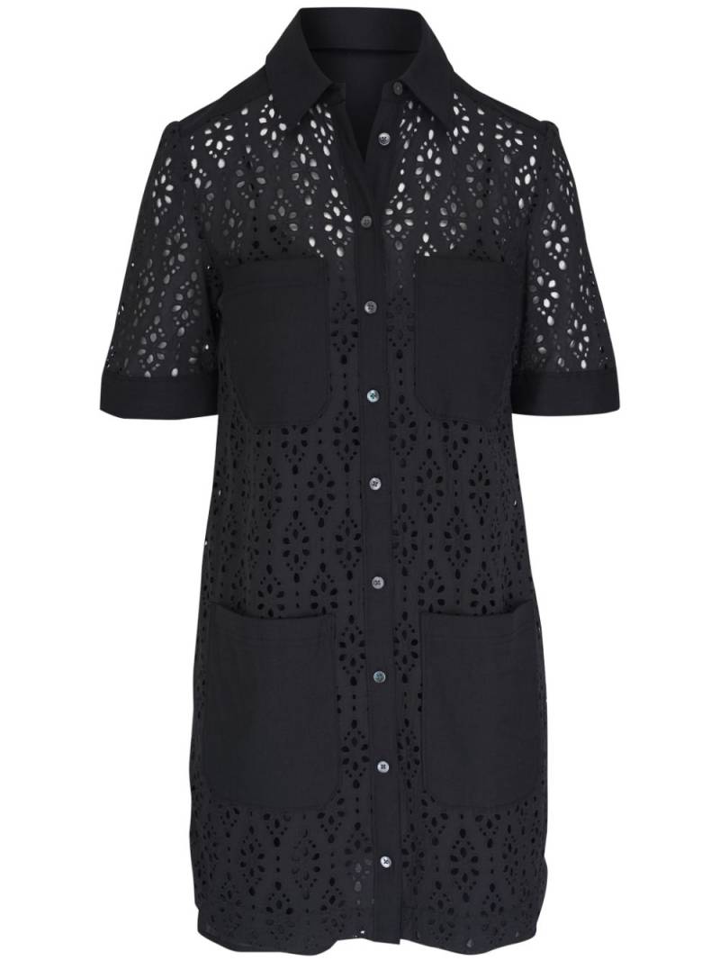 Veronica Beard Rafaela broderie-anglaise mini shirt dress - Black von Veronica Beard