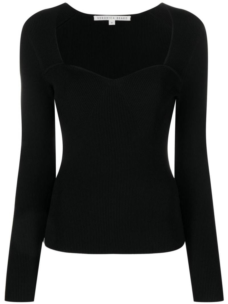 Veronica Beard sweetheart ribbed knit top - Black von Veronica Beard