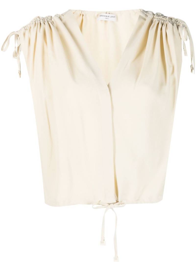 Veronique Leroy draped-shoulder cropped top - Neutrals von Veronique Leroy