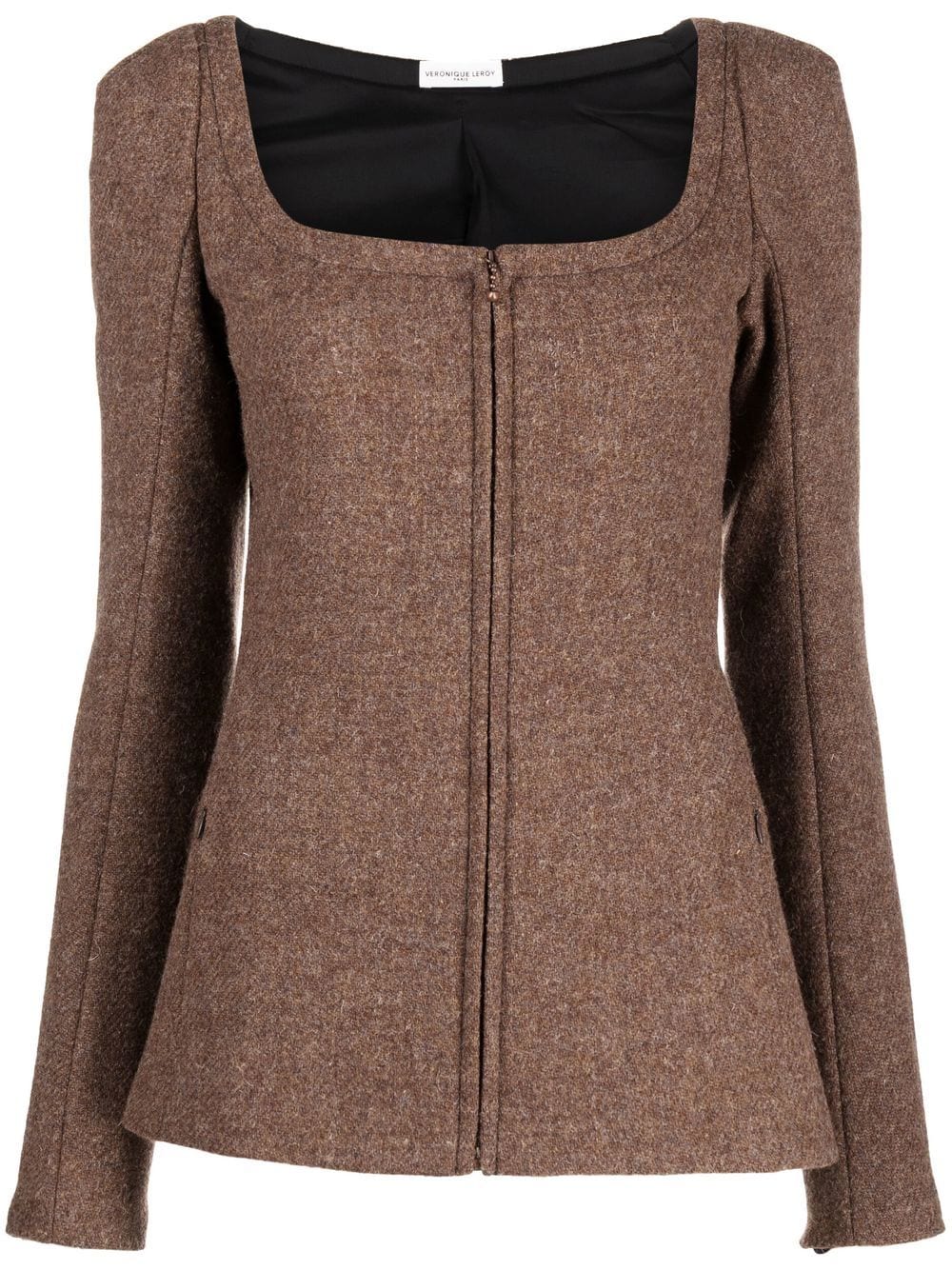 Veronique Leroy square-neck fitted jacket - Brown von Veronique Leroy