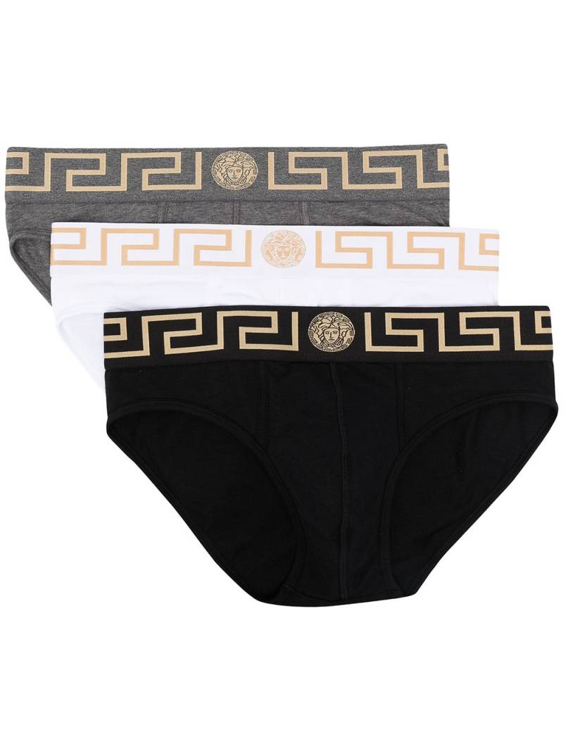 Versace Greca-print cotton briefs set - Black von Versace