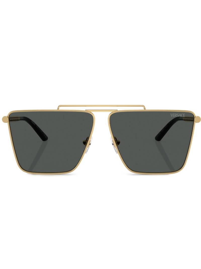 Versace Eyewear Tubular Greca square-frame sunglasses - Gold von Versace Eyewear