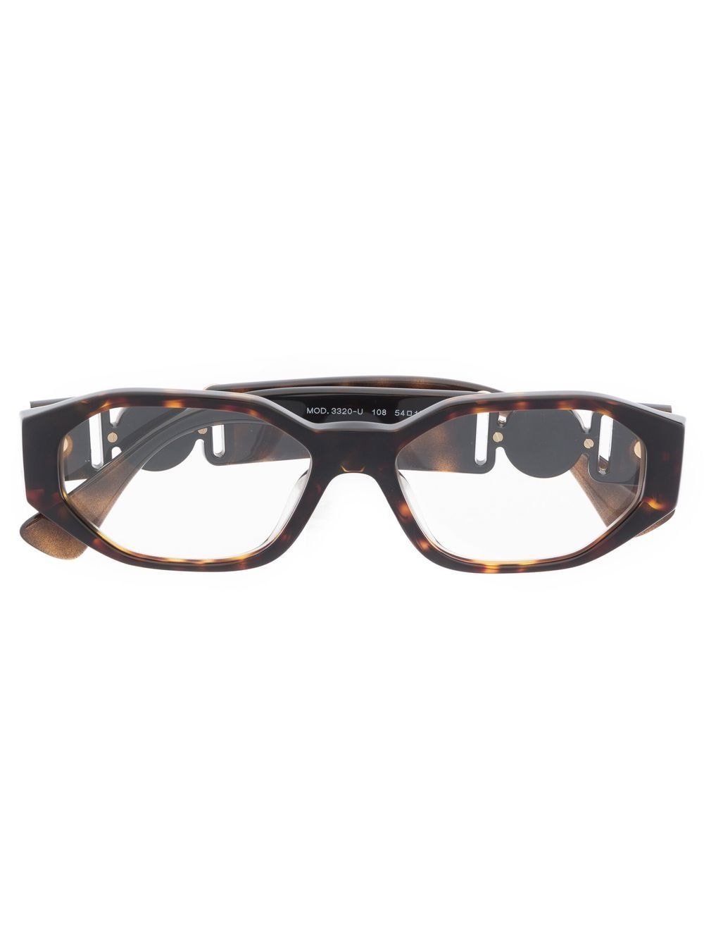 Versace Eyewear tortoiseshell-effect logo glasses - Brown von Versace Eyewear