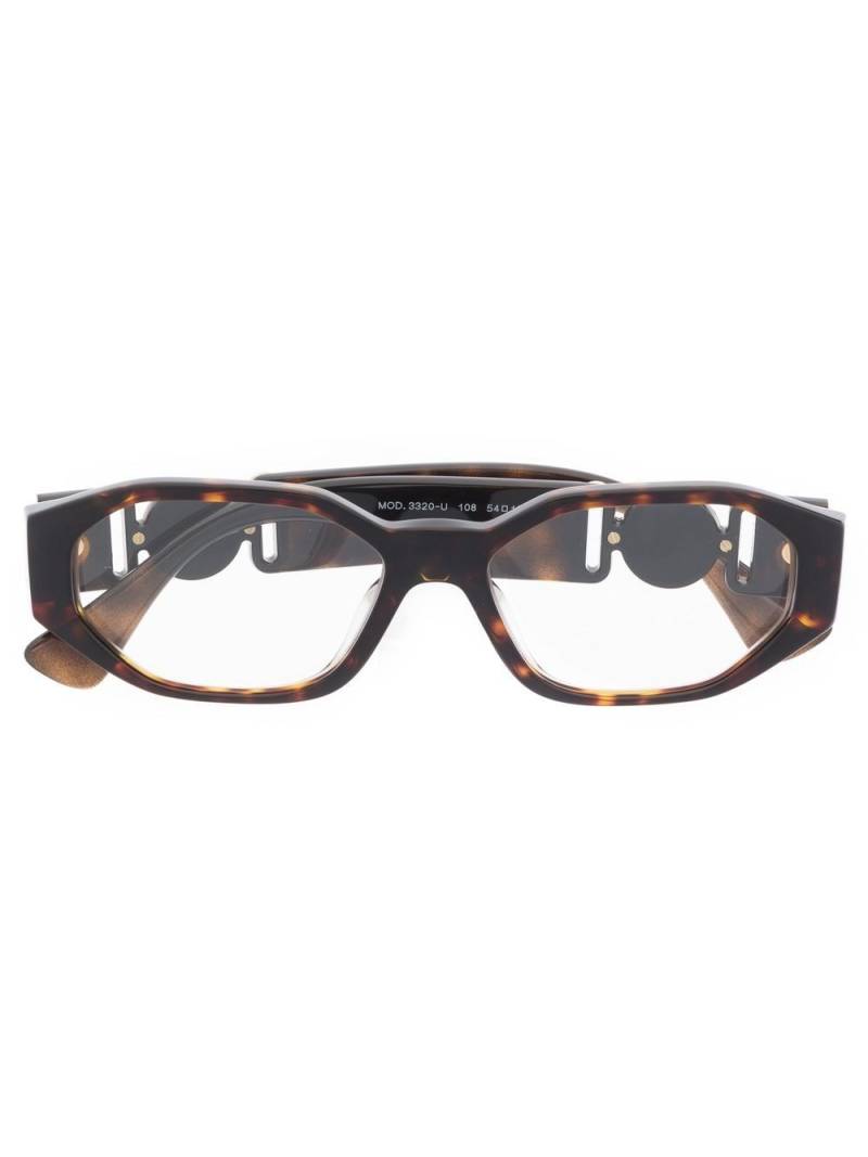 Versace Eyewear tortoiseshell-effect logo glasses - Brown von Versace Eyewear