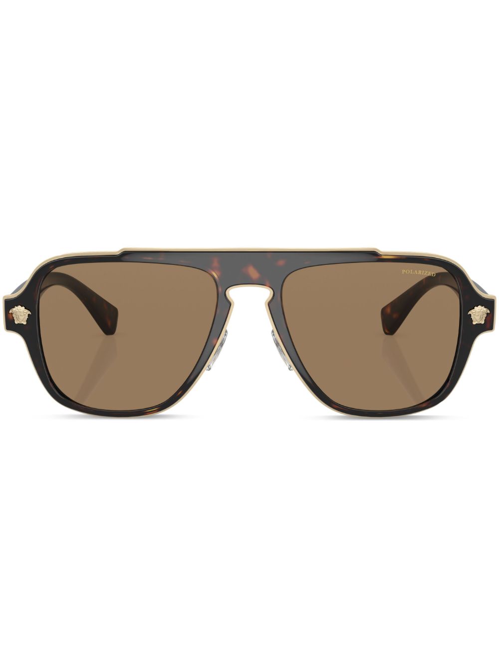 Versace Eyewear tortoiseshell-effect pilot-frame sunglasses - Green von Versace Eyewear