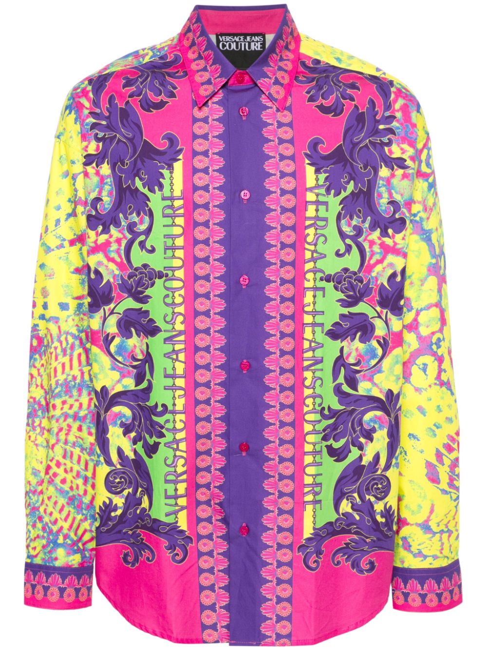 Versace Jeans Couture Animalier-print cotton shirt - Pink von Versace Jeans Couture