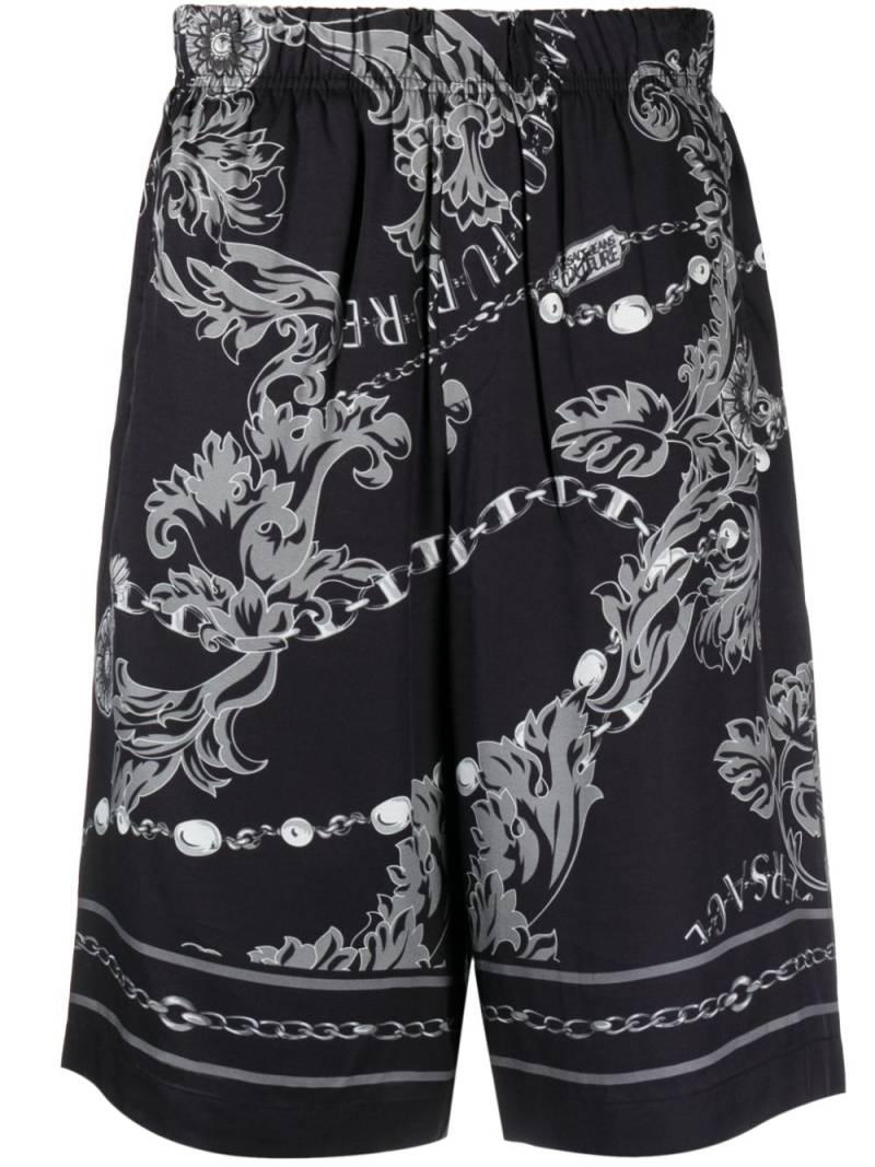 Versace Jeans Couture Barocco-print drop-crotch shorts - Black von Versace Jeans Couture