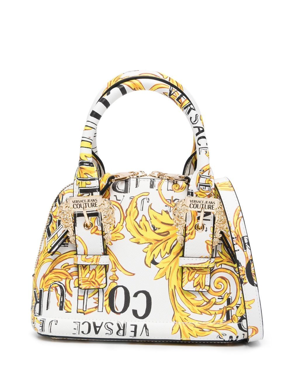 Versace Jeans Couture Barocco-print faux leather mini tote - White von Versace Jeans Couture