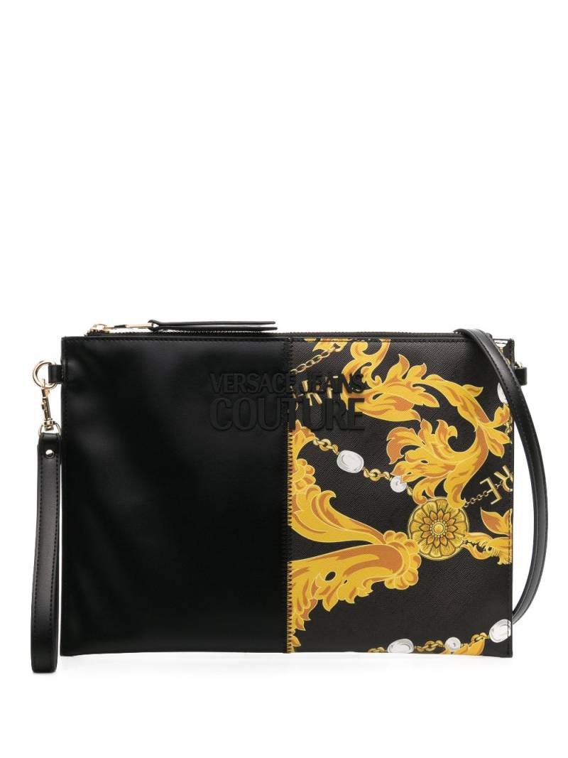 Versace Jeans Couture Barocco-print logo-plaque clutch bag - Black von Versace Jeans Couture