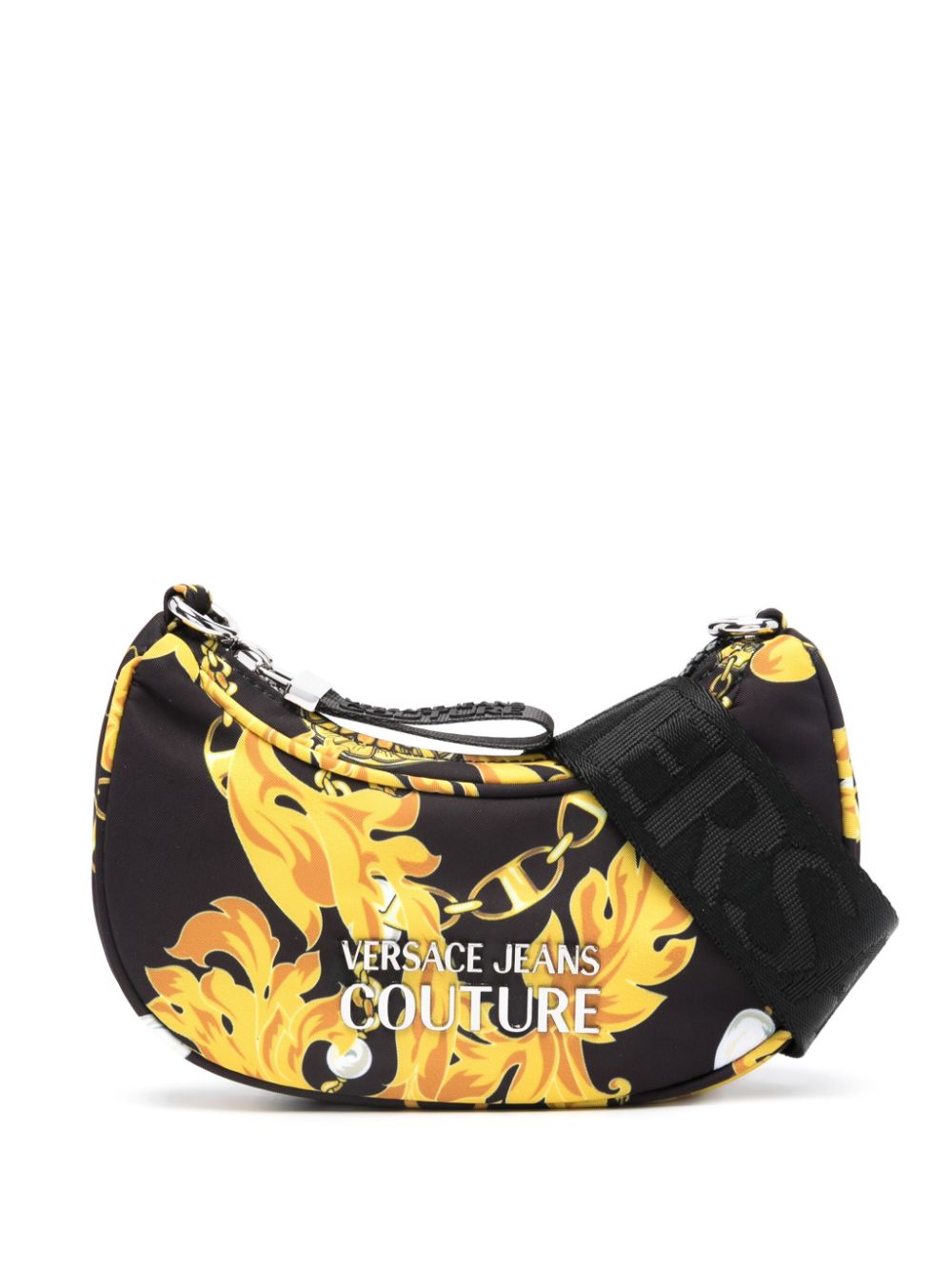 Versace Jeans Couture Barocco-print logo-plaque hobo bag - Black von Versace Jeans Couture
