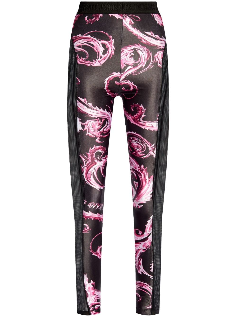 Versace Jeans Couture Barocco-print panelled leggings - Black von Versace Jeans Couture