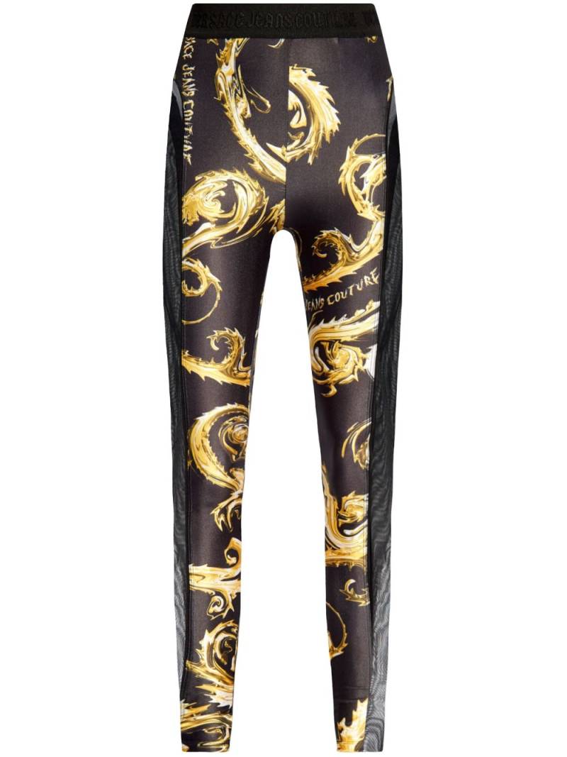 Versace Jeans Couture Barocco-print panelled leggings - Black von Versace Jeans Couture