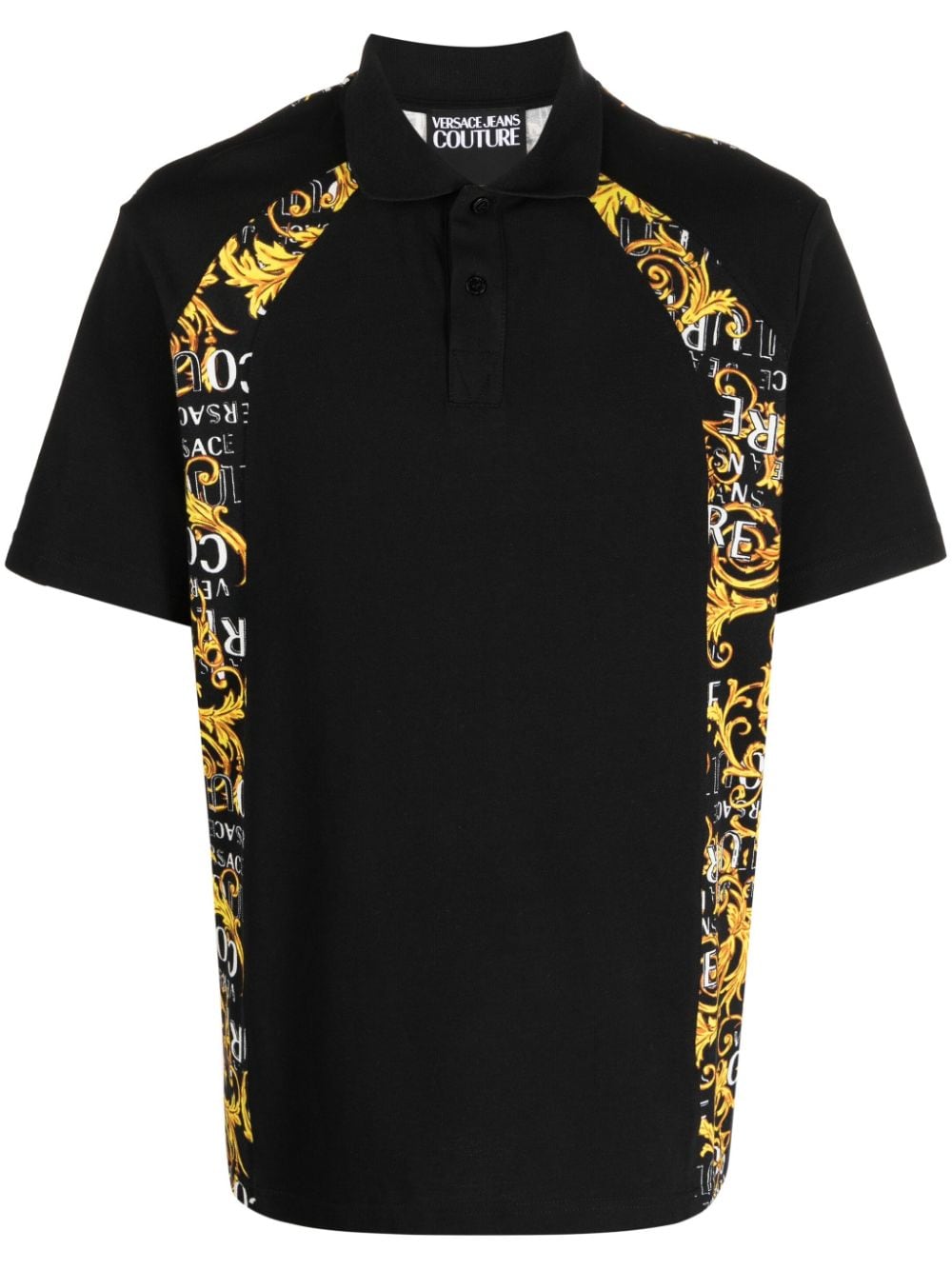 Versace Jeans Couture Barocco-print short-sleeve polo shirt - Black