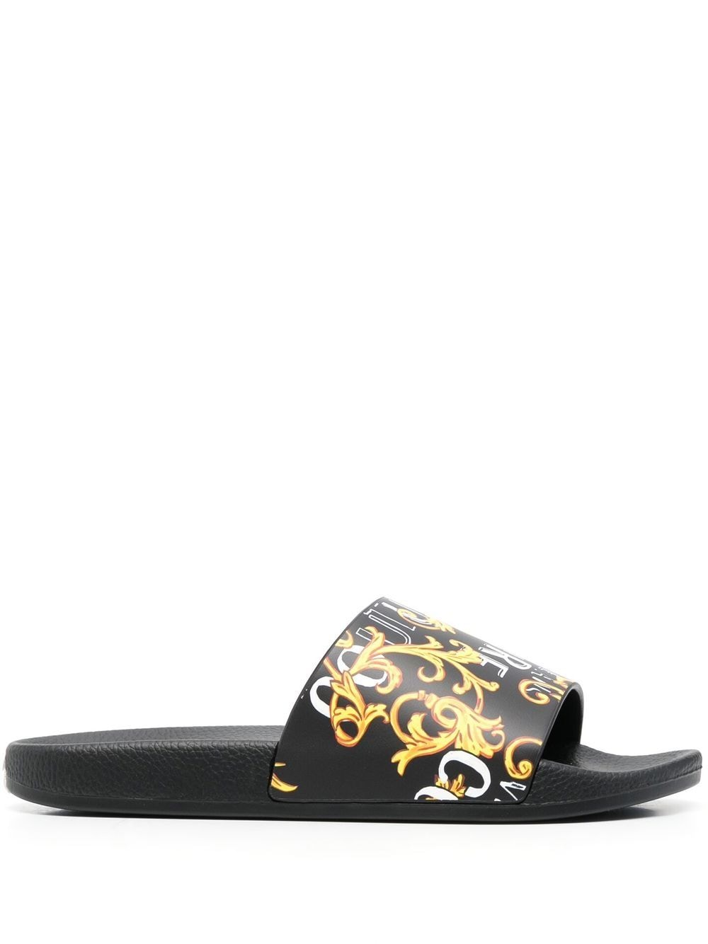 Versace Jeans Couture 'Barocco' print slides - Black von Versace Jeans Couture