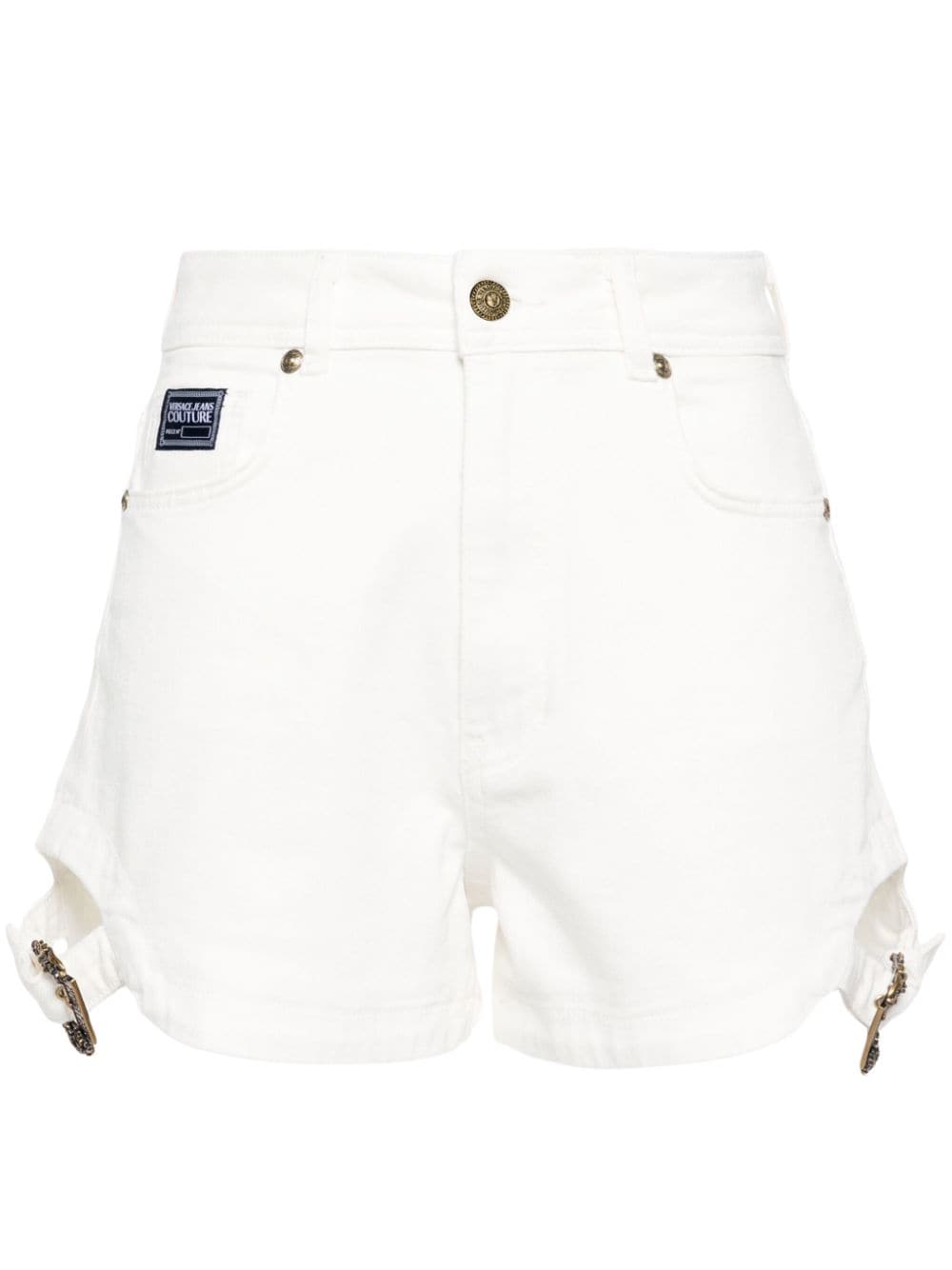 Versace Jeans Couture Baroque Buckle denim shorts - White von Versace Jeans Couture