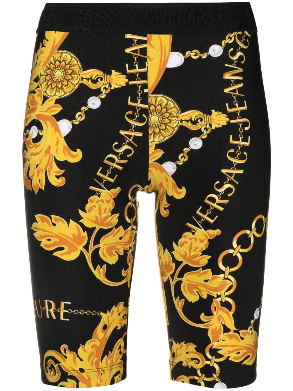 Versace Jeans Couture Baroque Couture-print cycling shorts - Black von Versace Jeans Couture