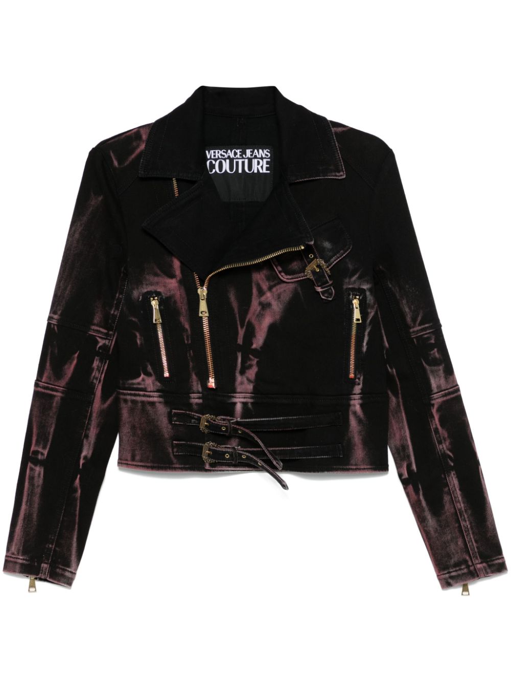 Versace Jeans Couture Baroque-buckle biker jacket - Black von Versace Jeans Couture