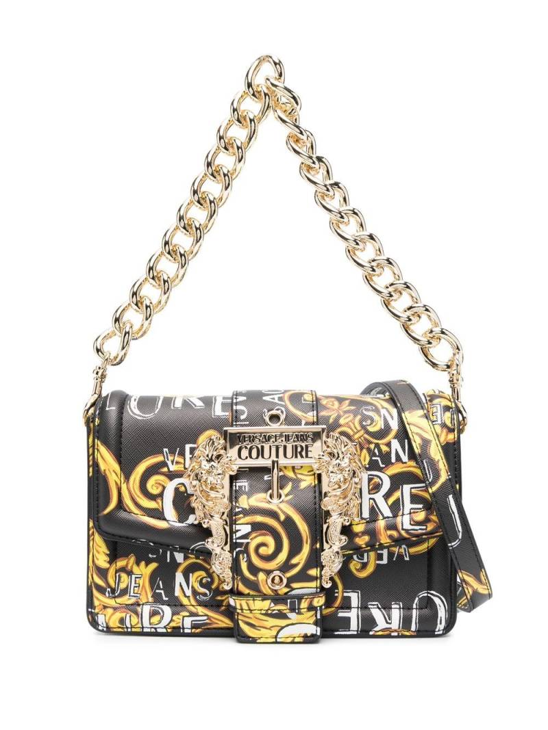 Versace Jeans Couture Baroque buckle printed shoulder bag - Black von Versace Jeans Couture