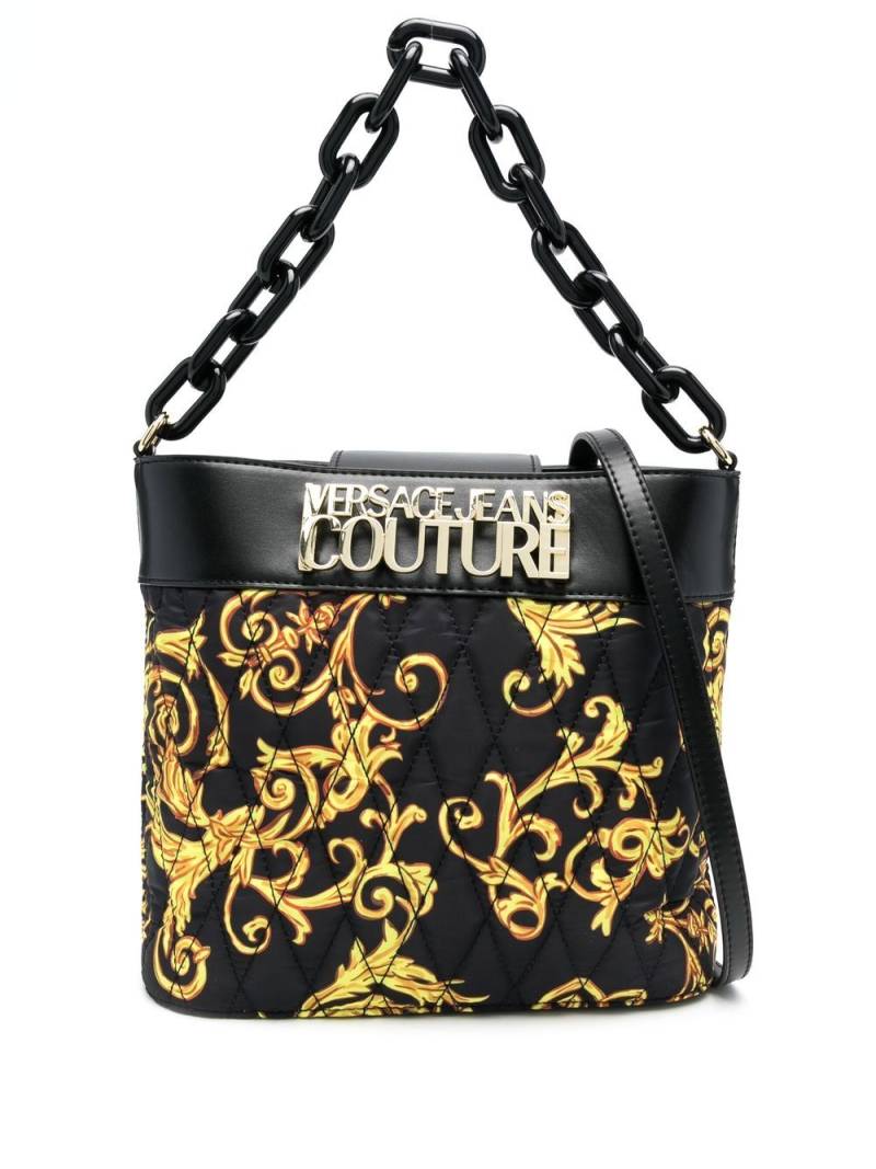 Versace Jeans Couture Baroque print padded cross-body bag - Black von Versace Jeans Couture