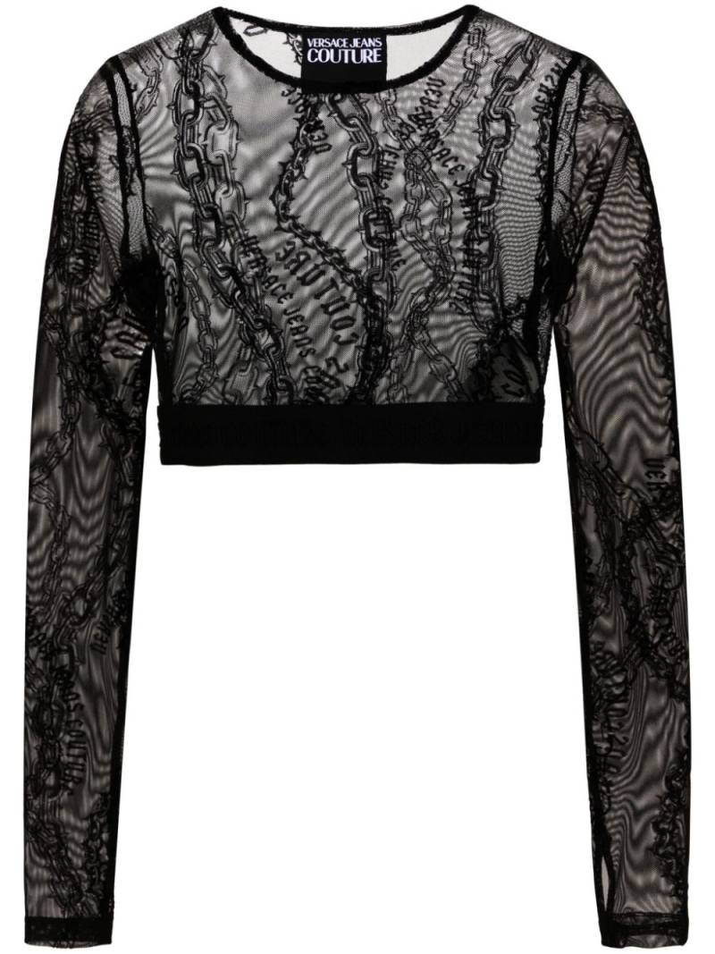 Versace Jeans Couture Chain Couture-flocked top - Black von Versace Jeans Couture