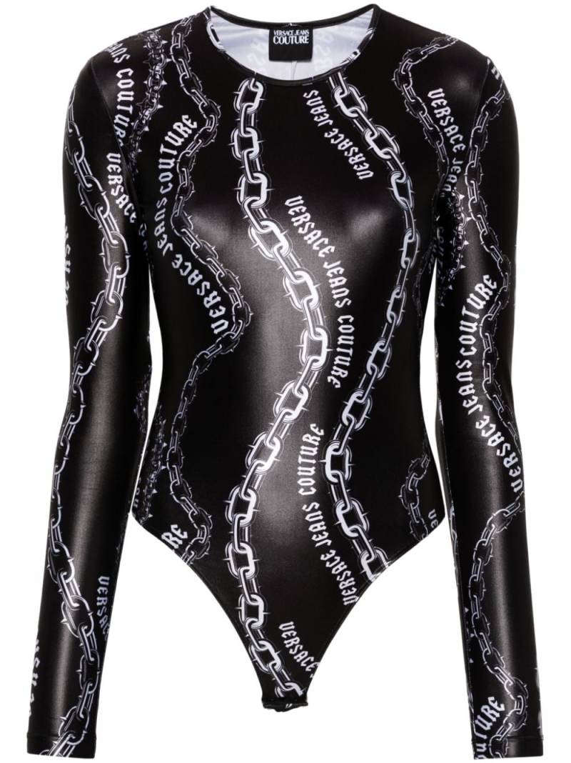 Versace Jeans Couture Chain Couture-print bodysuit - Black von Versace Jeans Couture