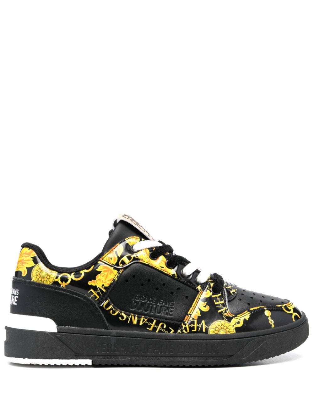 Versace Jeans Couture Chain Couture-print leather sneakers - Black von Versace Jeans Couture