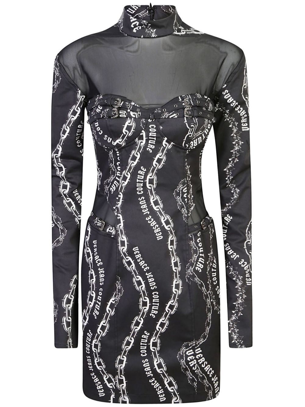 Versace Jeans Couture Chain Couture-print mini dress - Black von Versace Jeans Couture