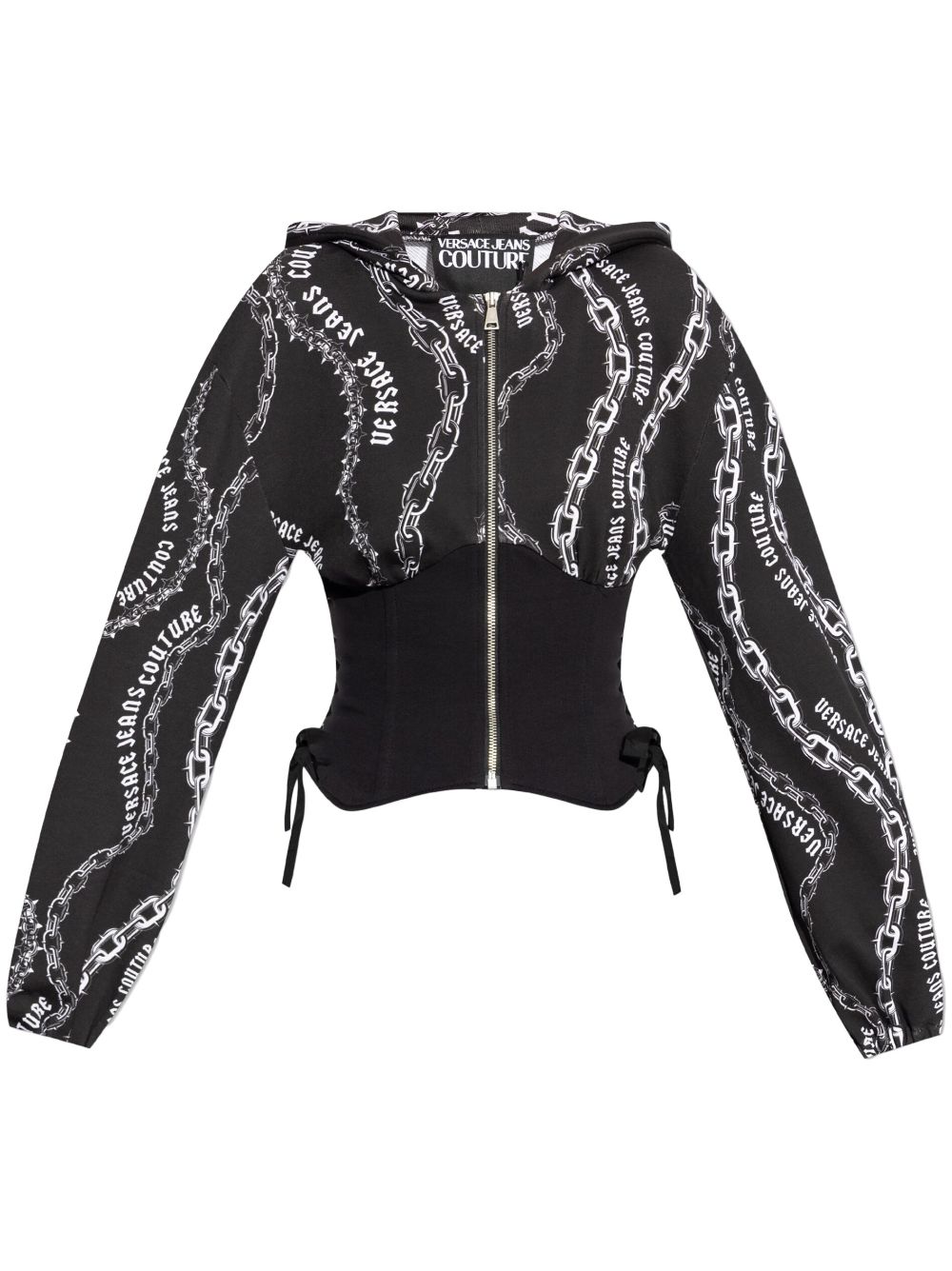 Versace Jeans Couture Chain Couture-print panelled hoodie - Black von Versace Jeans Couture