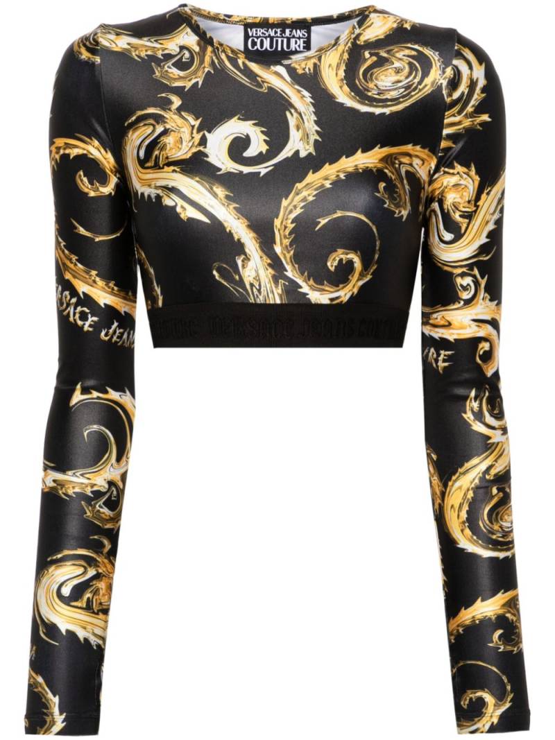 Versace Jeans Couture Chromo Couture-print cropped top - Black von Versace Jeans Couture