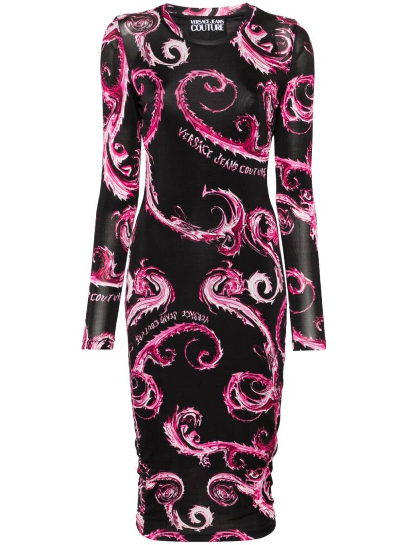 Versace Jeans Couture Chromo Couture-print midi dress - Black von Versace Jeans Couture