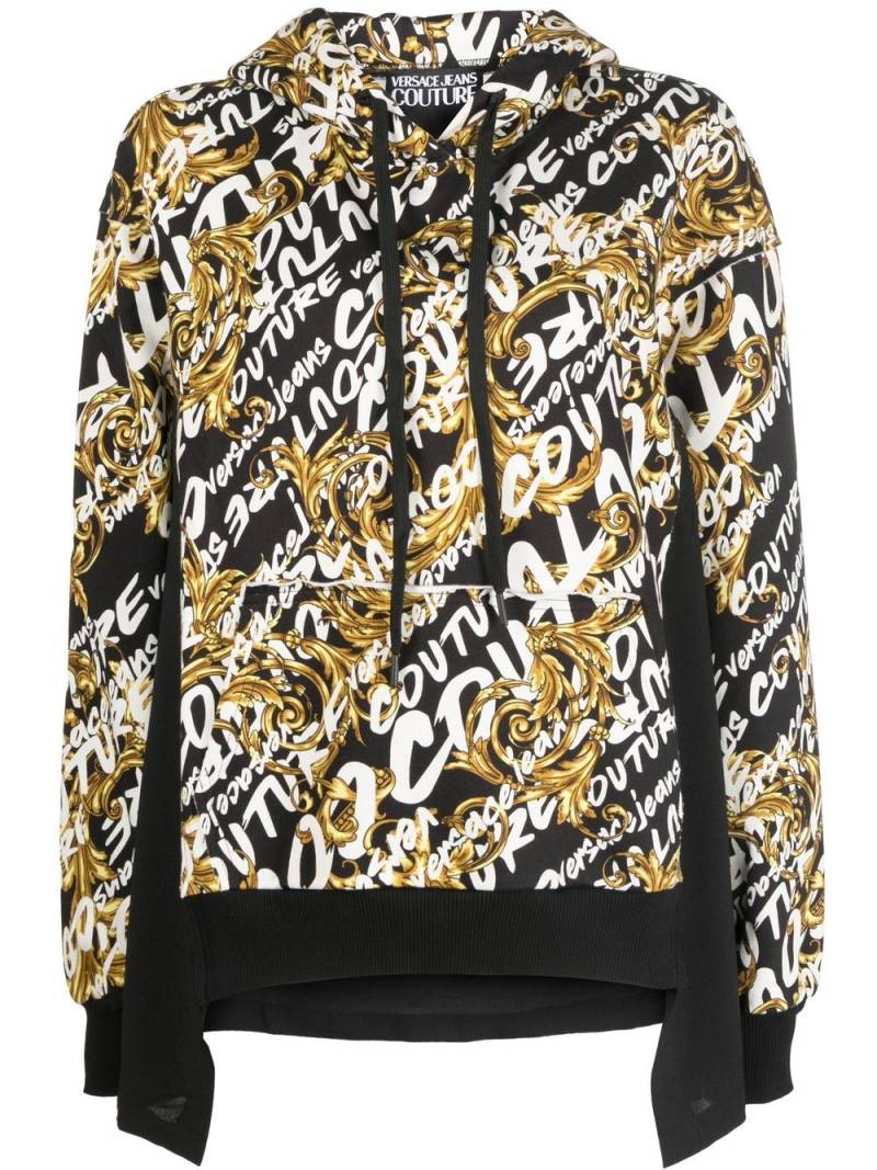 Versace Jeans Couture Garland logo-print panelled hoodie - Black von Versace Jeans Couture