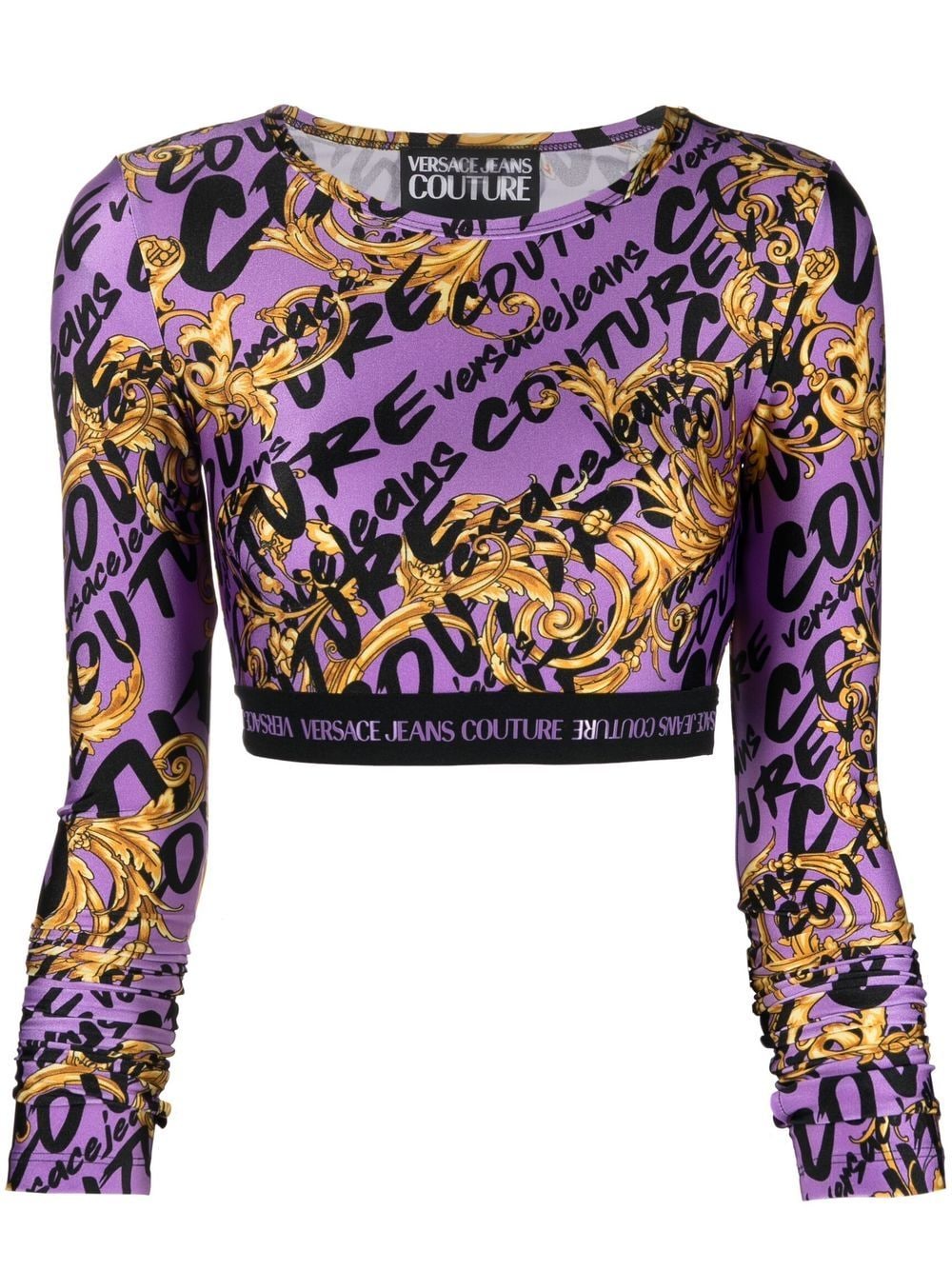 Versace Jeans Couture Garland-print cropped top - Purple von Versace Jeans Couture