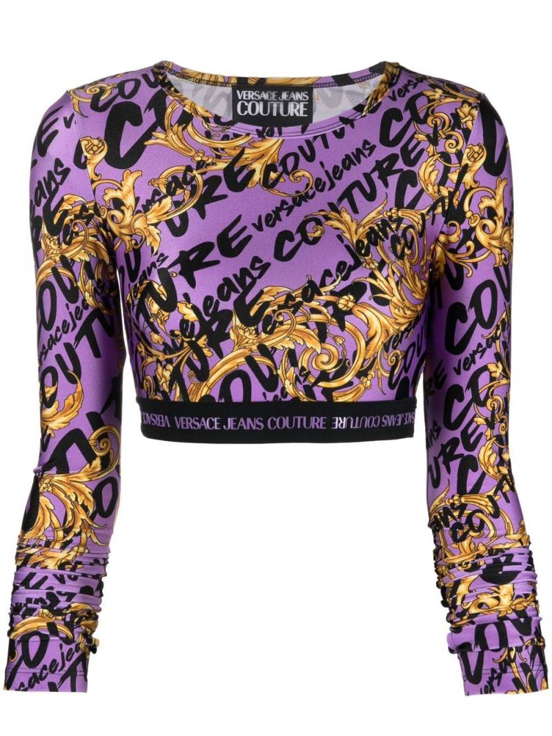 Versace Jeans Couture Garland-print cropped top - Purple von Versace Jeans Couture